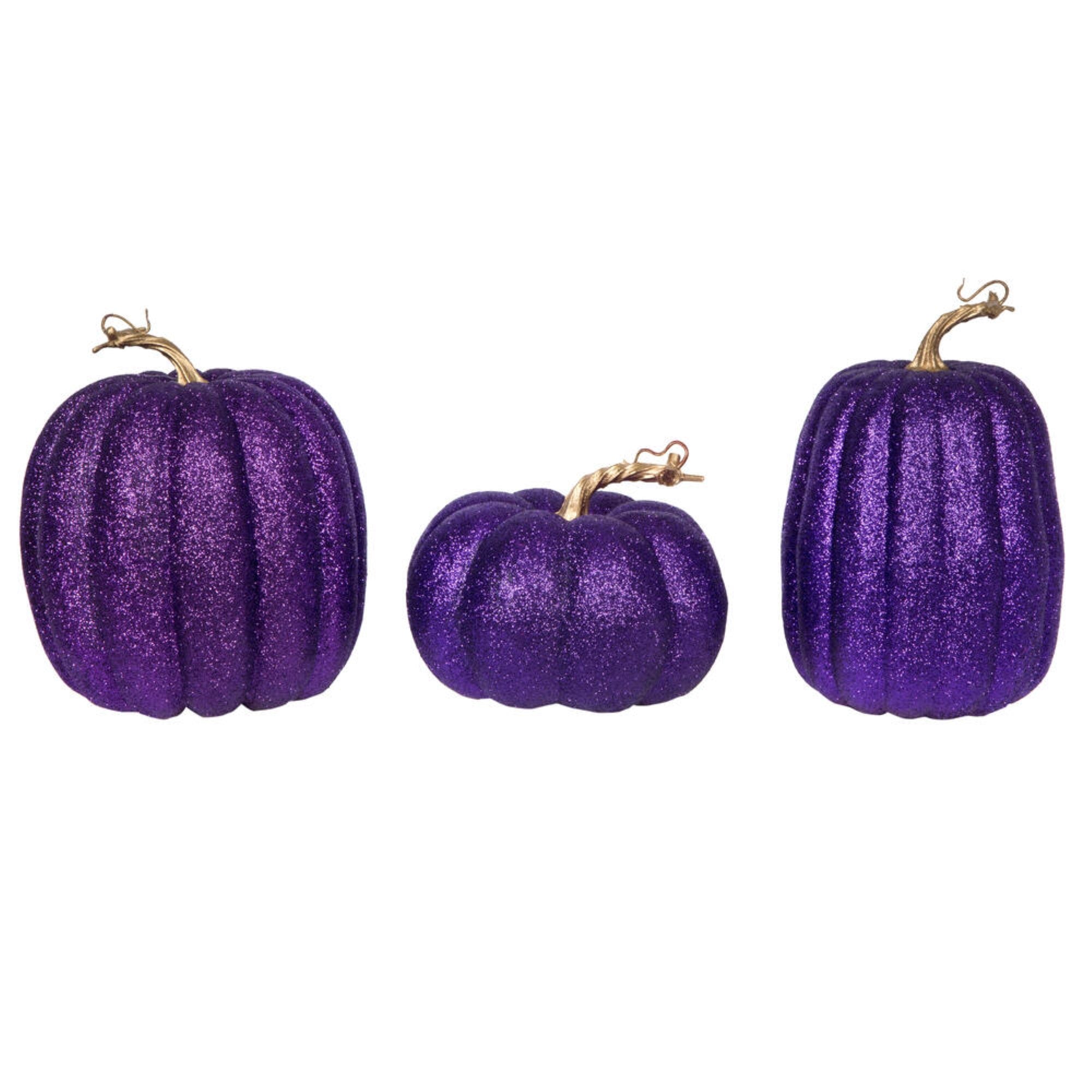 8″ Purple Pumpkins Assorted Set of 3