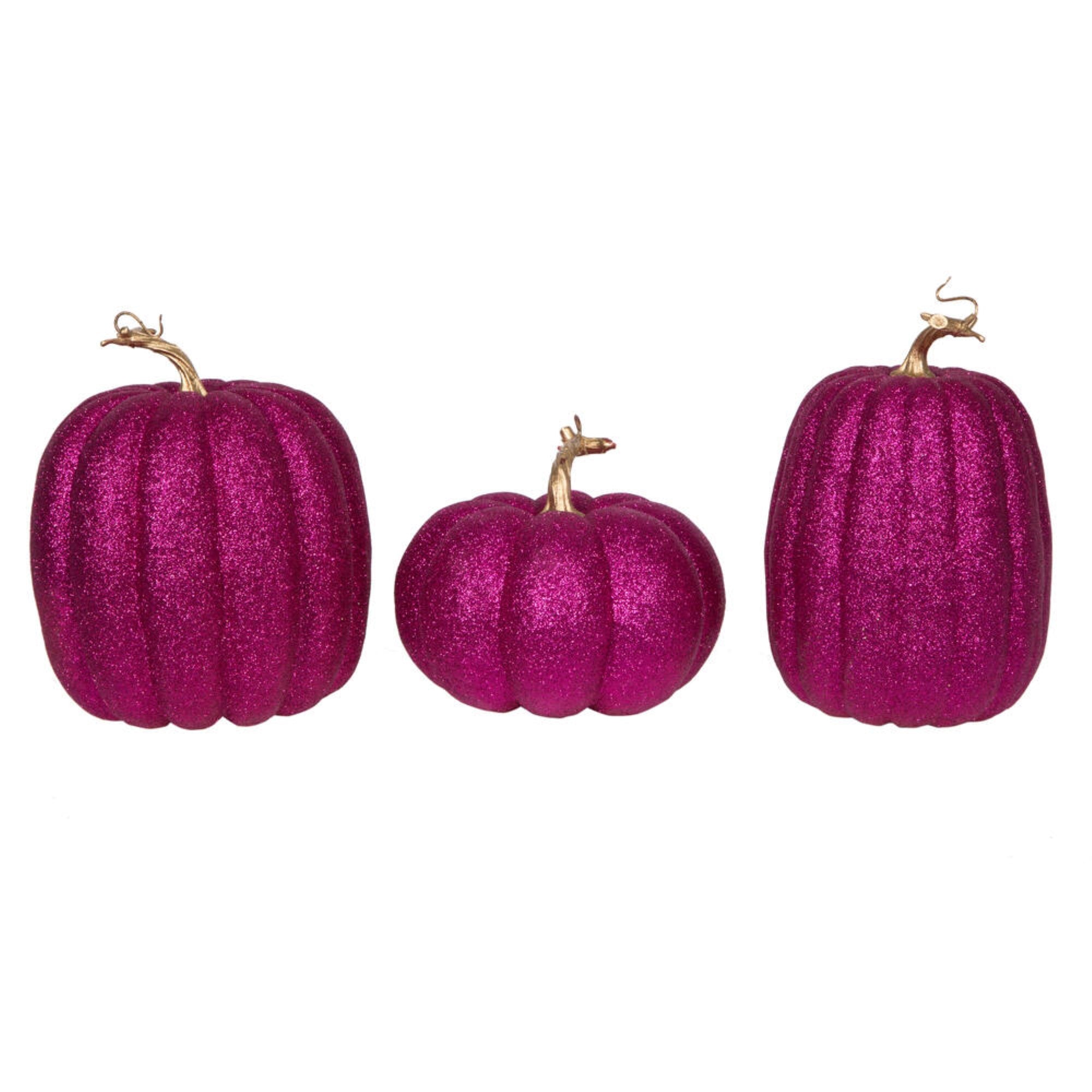 8” Pink Pumpkins Assorted Set of 3