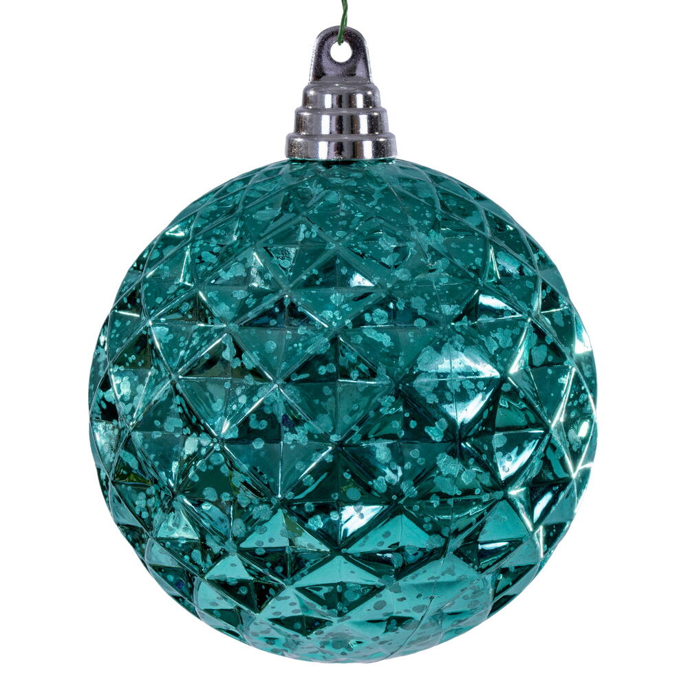 4.75” Teal Diamond Mercury Orn 4/Bag