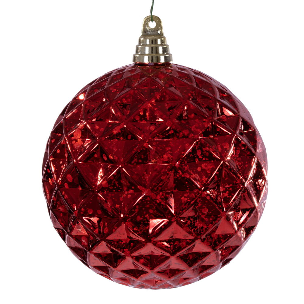 6” Red Diamond Mercury Orn 2/Bag