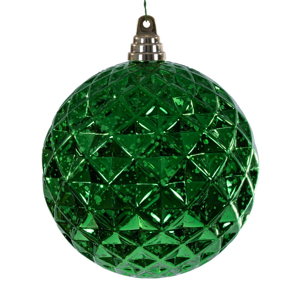 6” Green Diamond Mercury Orn 2/Bag