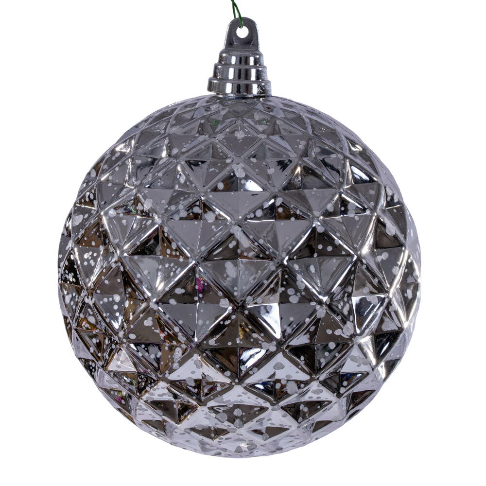 6” Silver Diamond Mercury Orn 2/Bag