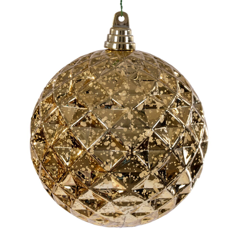 6” Gold Diamond Mercury Orn 2/Bag