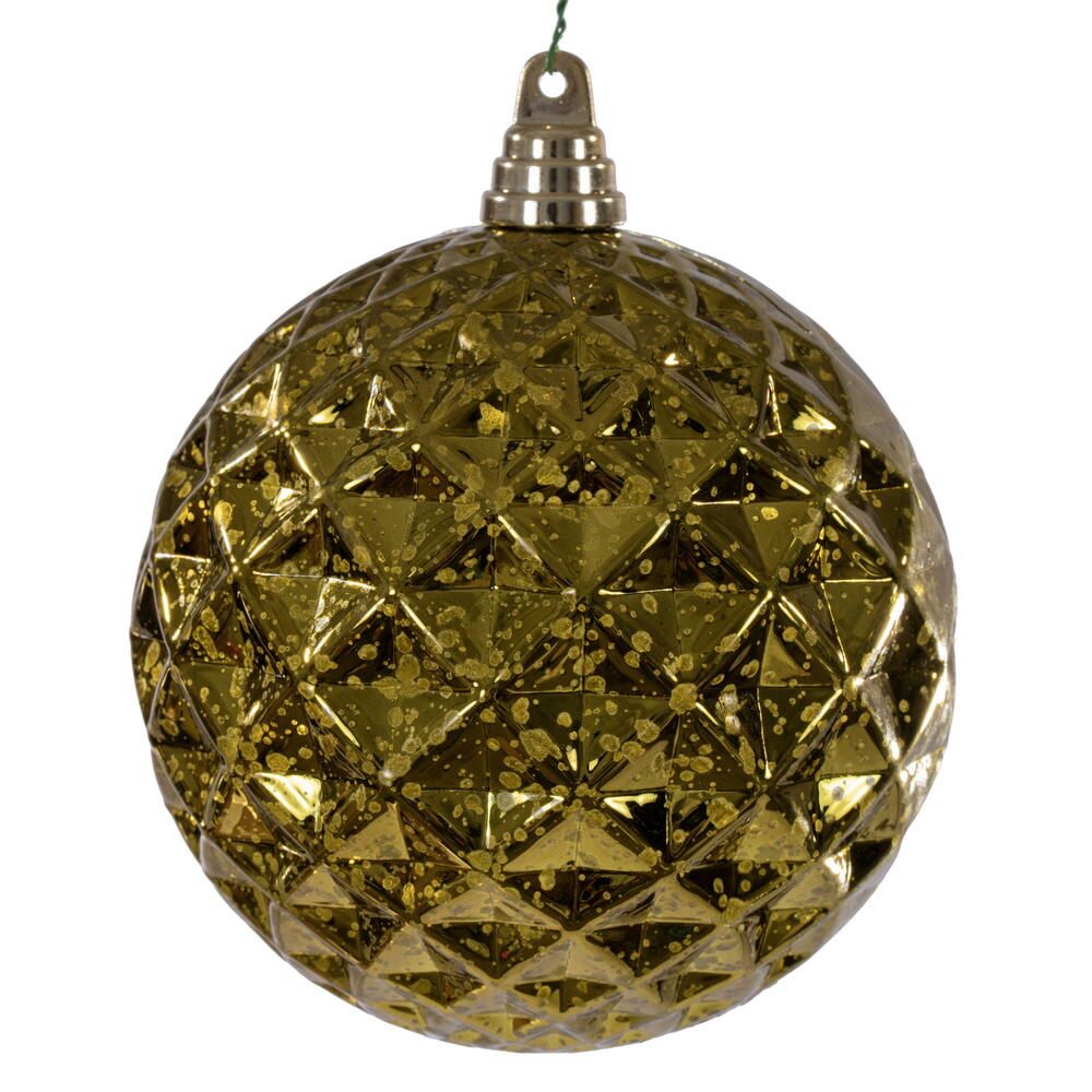 6” Olive Diamond Mercury Orn 2/Bag