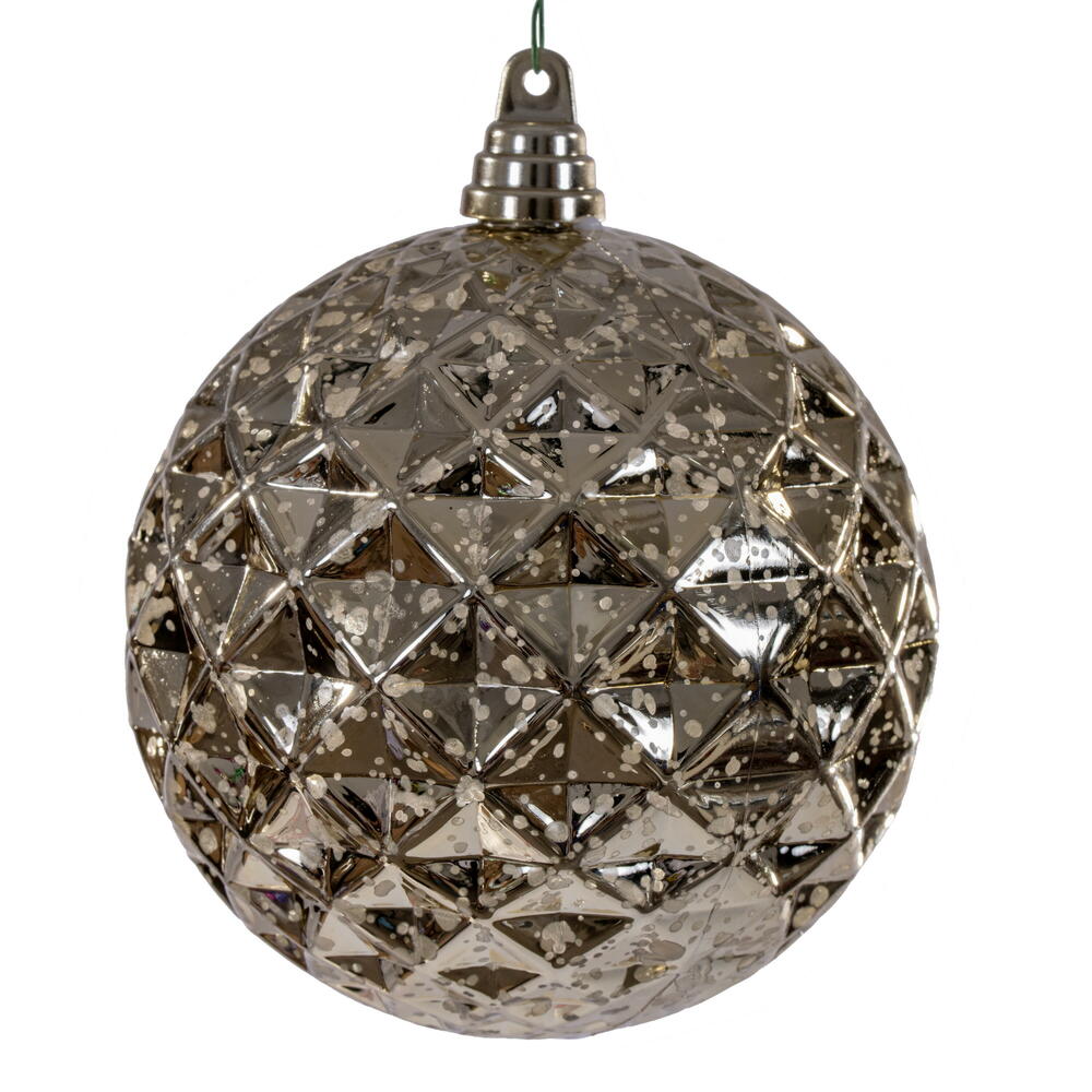 6” Champagne Diamond Mercury Orn 2/Bag