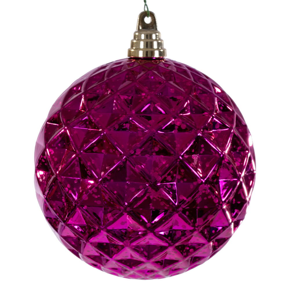 6” Fuchsia Diamond Mercury Orn 2/Bag