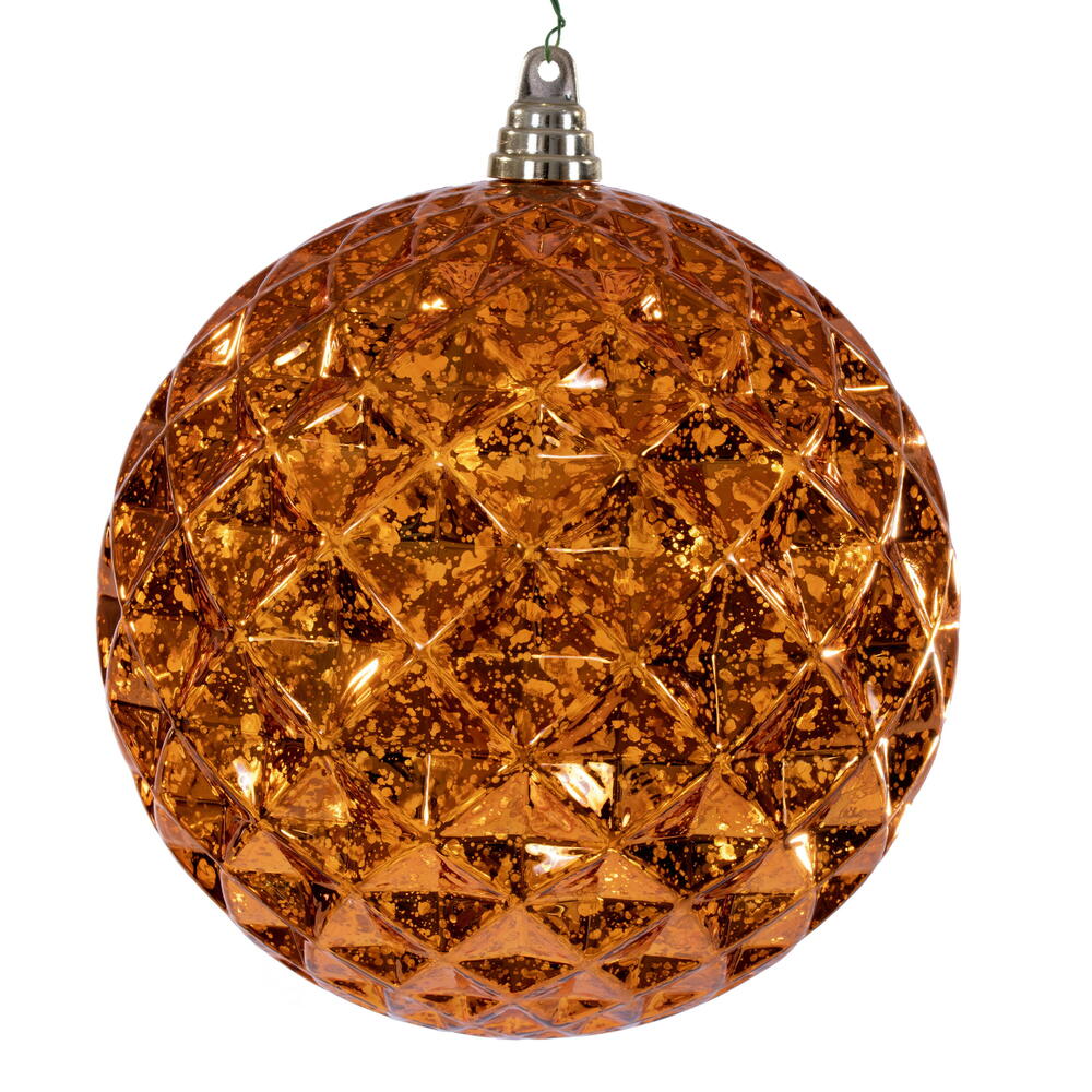 8” Burnish Orange Diamond Mercury Orn