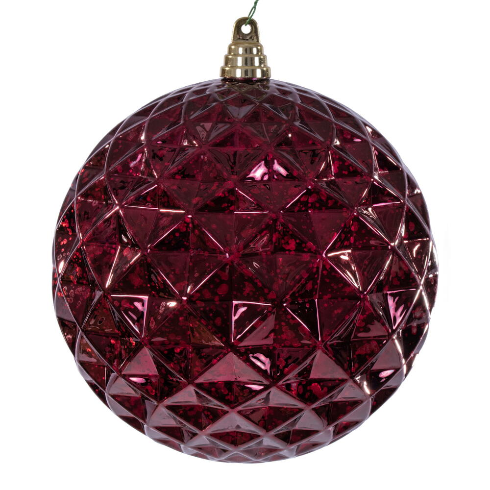 8” Burgundy Diamond Mercury Ornament