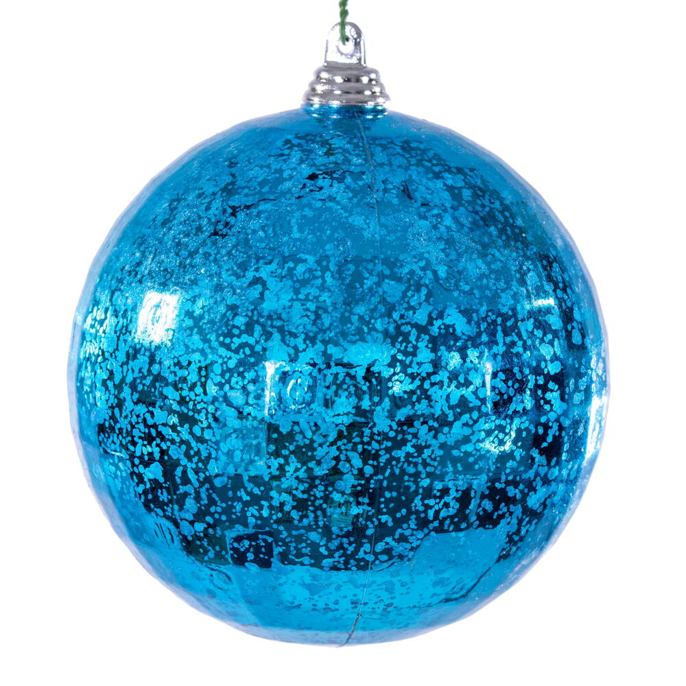 4” Turquoise Mirror Mercury Orn 6/Bag