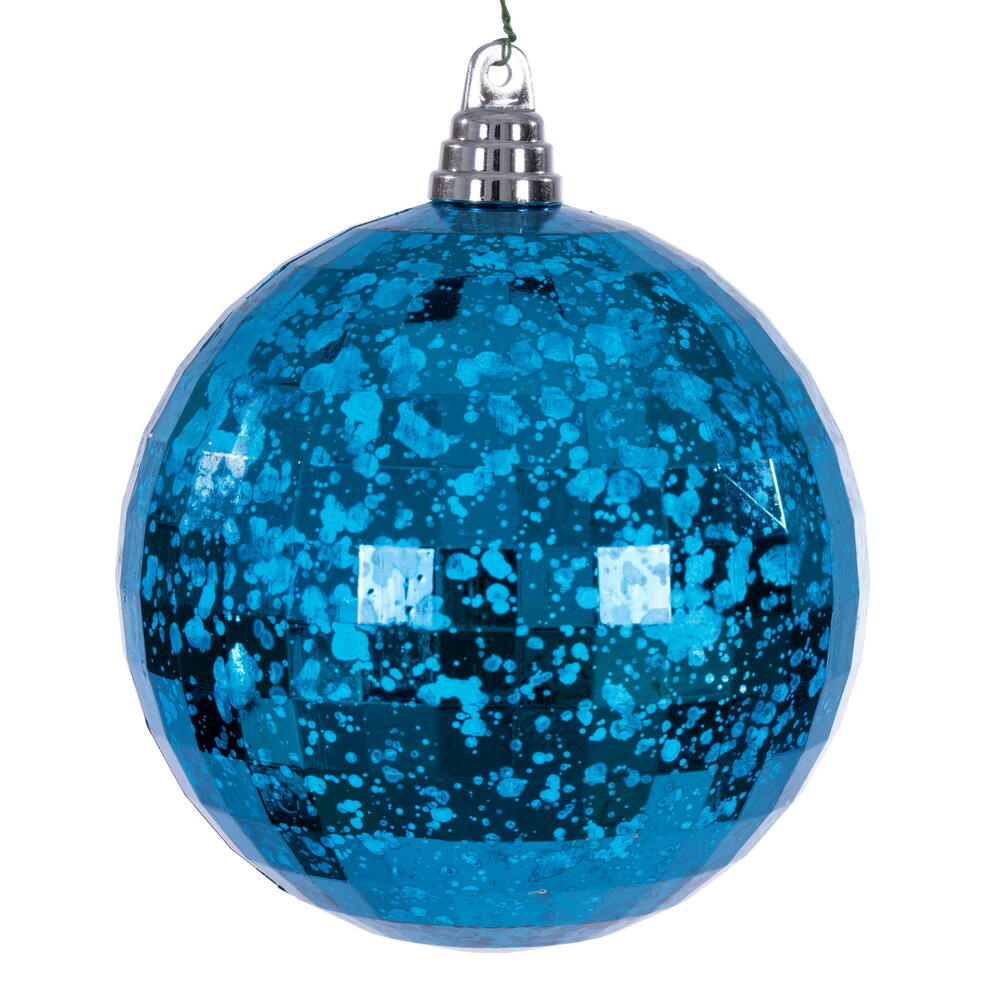 6” Turquoise Mirror Mercury Orn 2/Bag