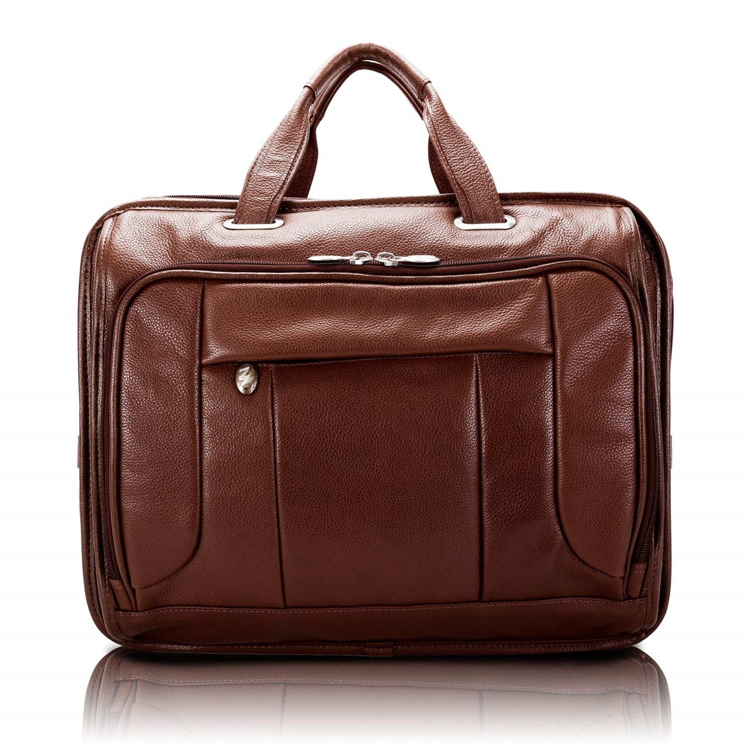 S Series | River West | 15 Leather Fly-Through Checkpoint-Friendly Laptop Briefcase - Brown