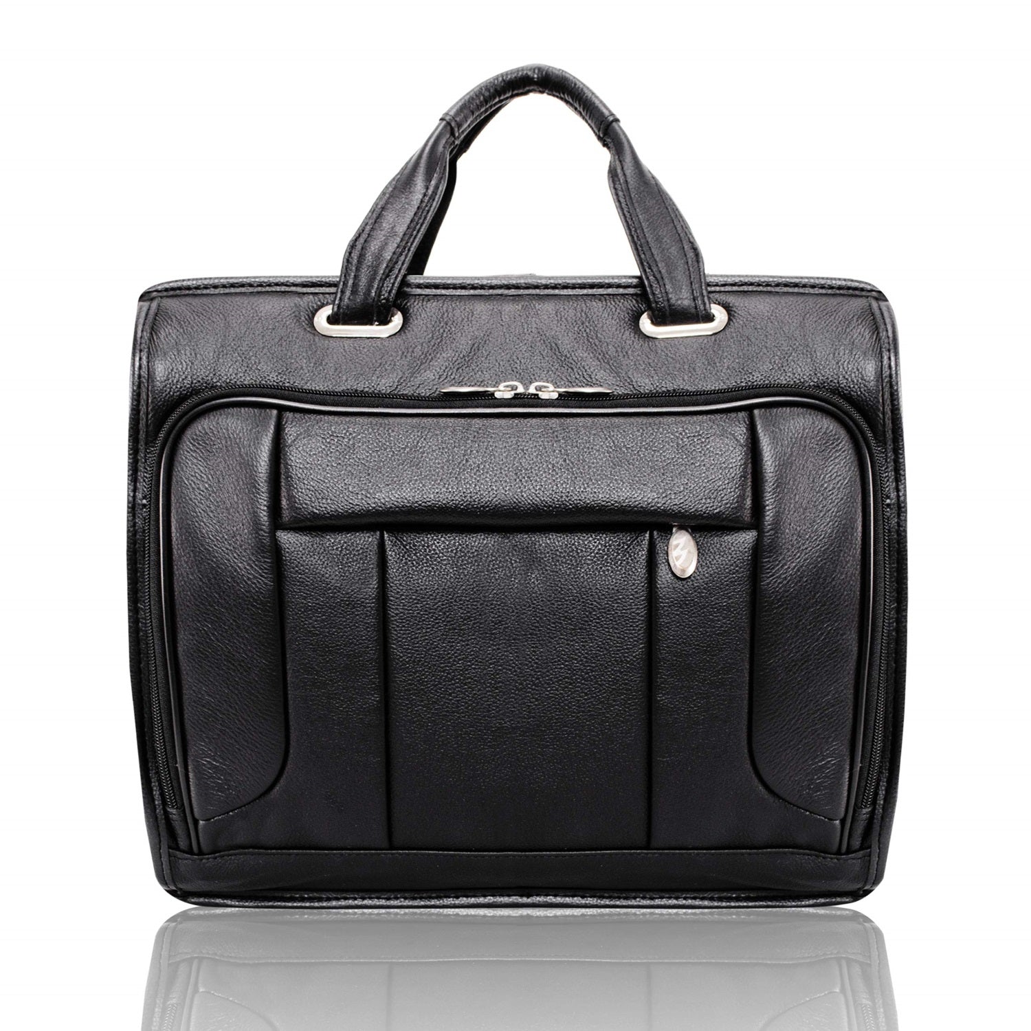 S Series | River West | 15 Leather Fly-Through Checkpoint-Friendly Laptop Briefcase - Black