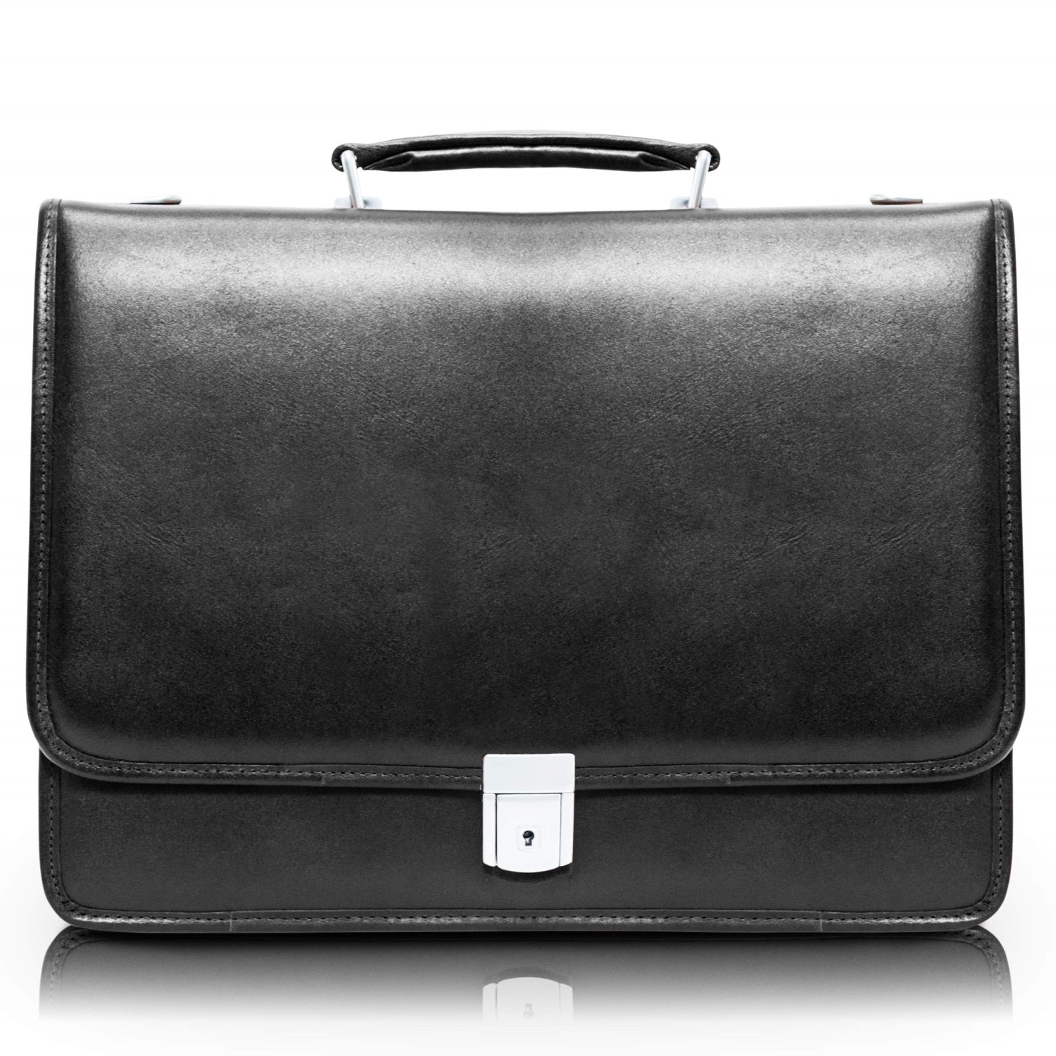 I Series | RIVER NORTH | 15 Leather Triple Compartment Laptop Briefcase - Black