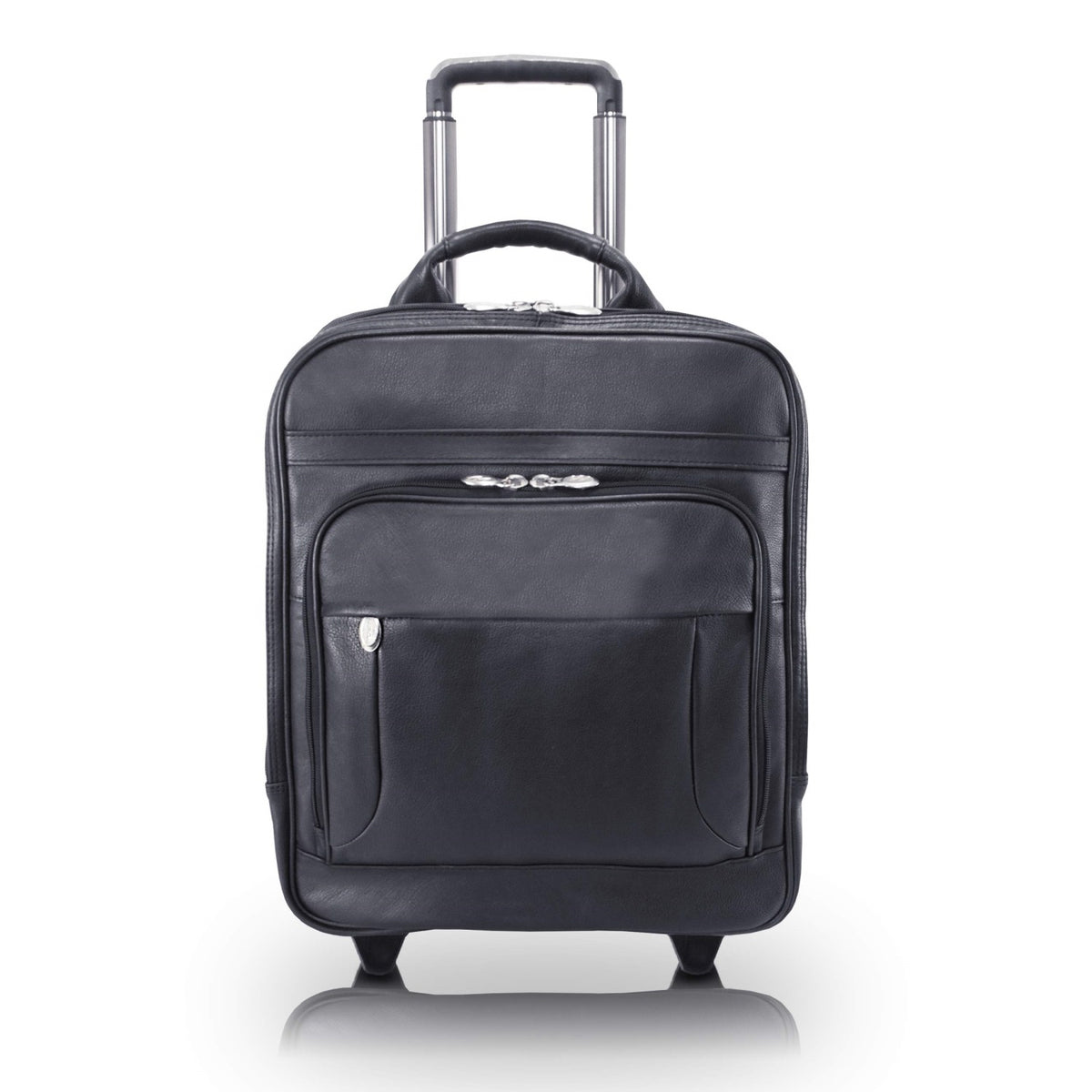 I Series | Wicker Park | 17 Leather Patented Detachable -Wheeled Three-Way Laptop Backpack Briefcase - Black