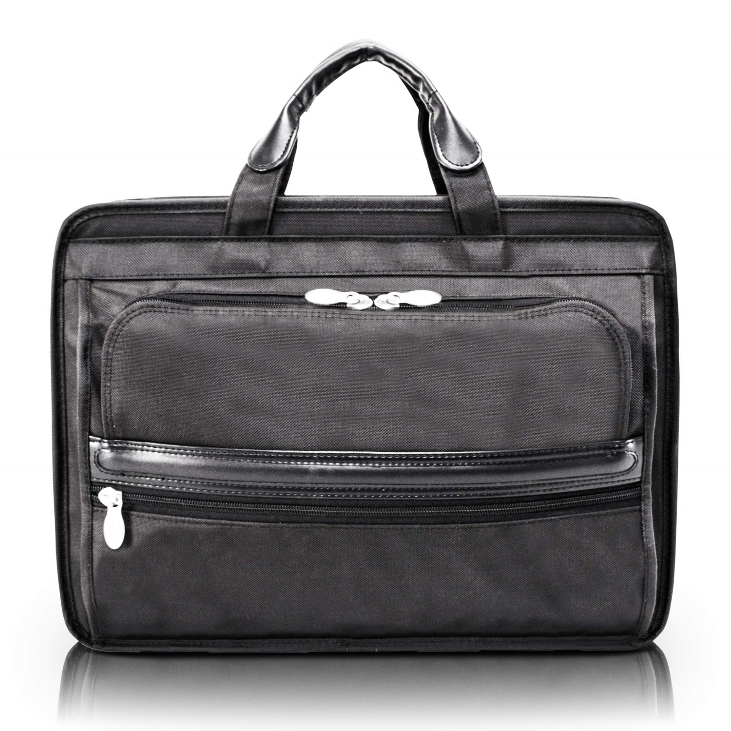 P Series | ELSTON | 15 Nylon Double Compartment Laptop Briefcase - Black