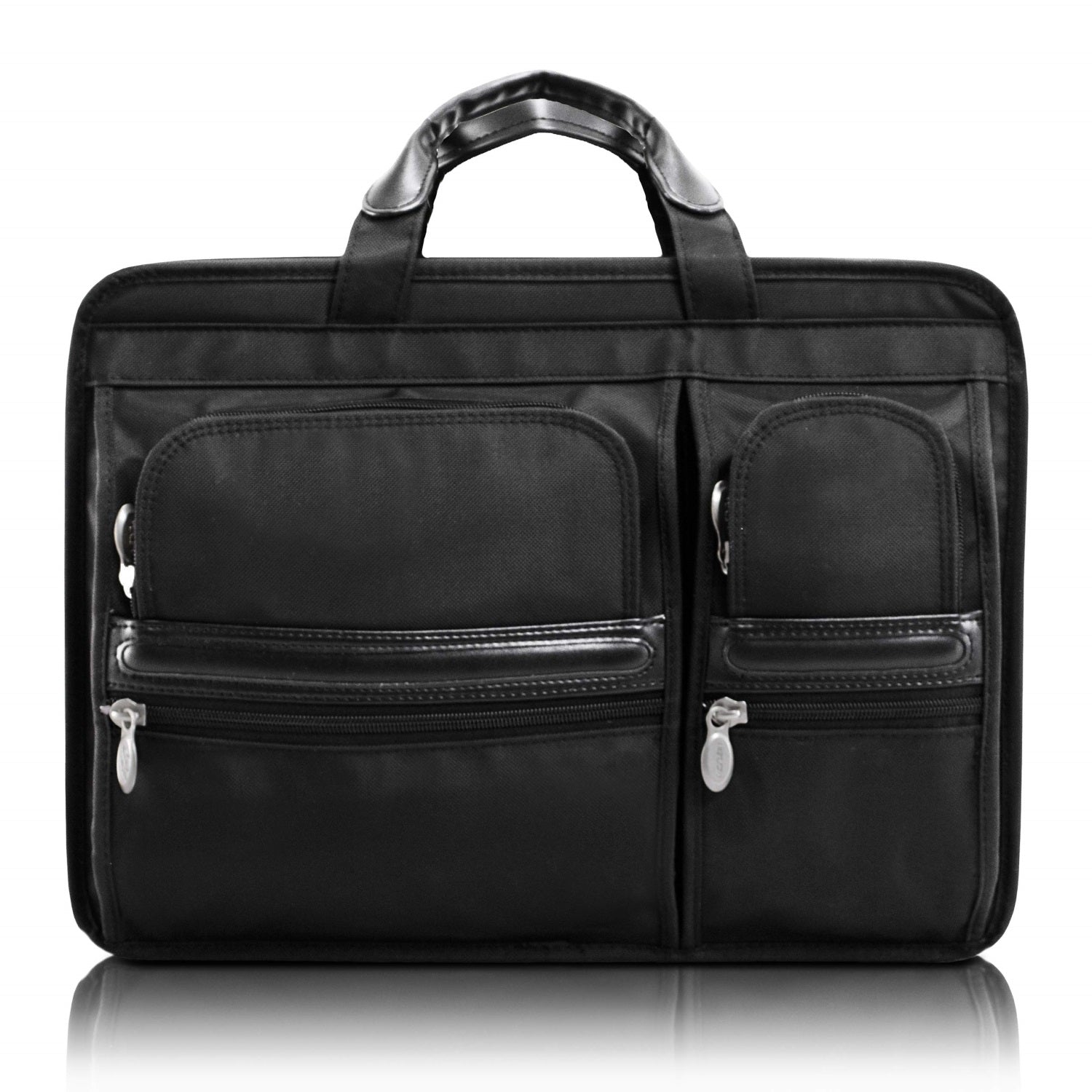P Series | HUBBARD | 15 Nylon Double Compartment Laptop Briefcase - Black