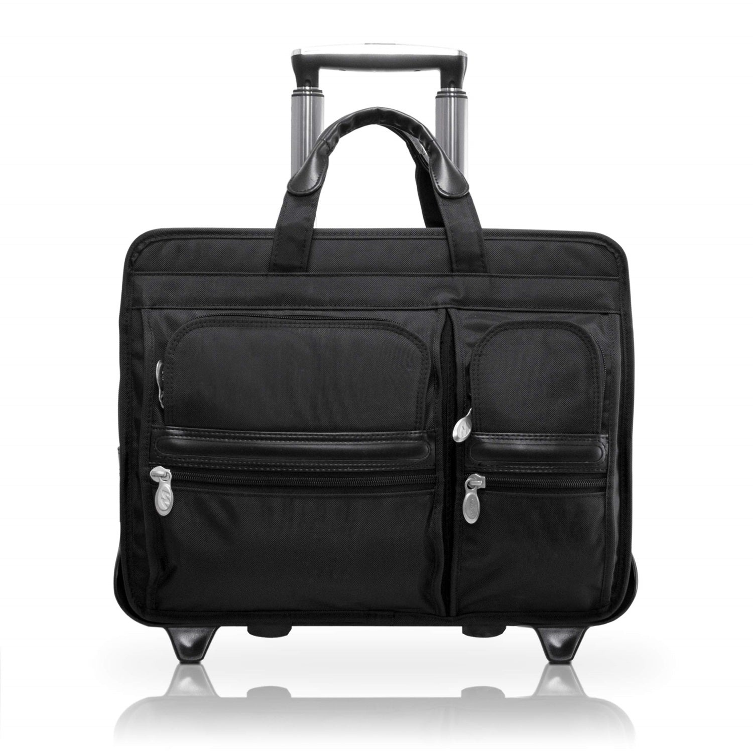 P Series | CLINTON | 17 Nylon Patented Detachable -Wheeled Laptop Briefcase - Black
