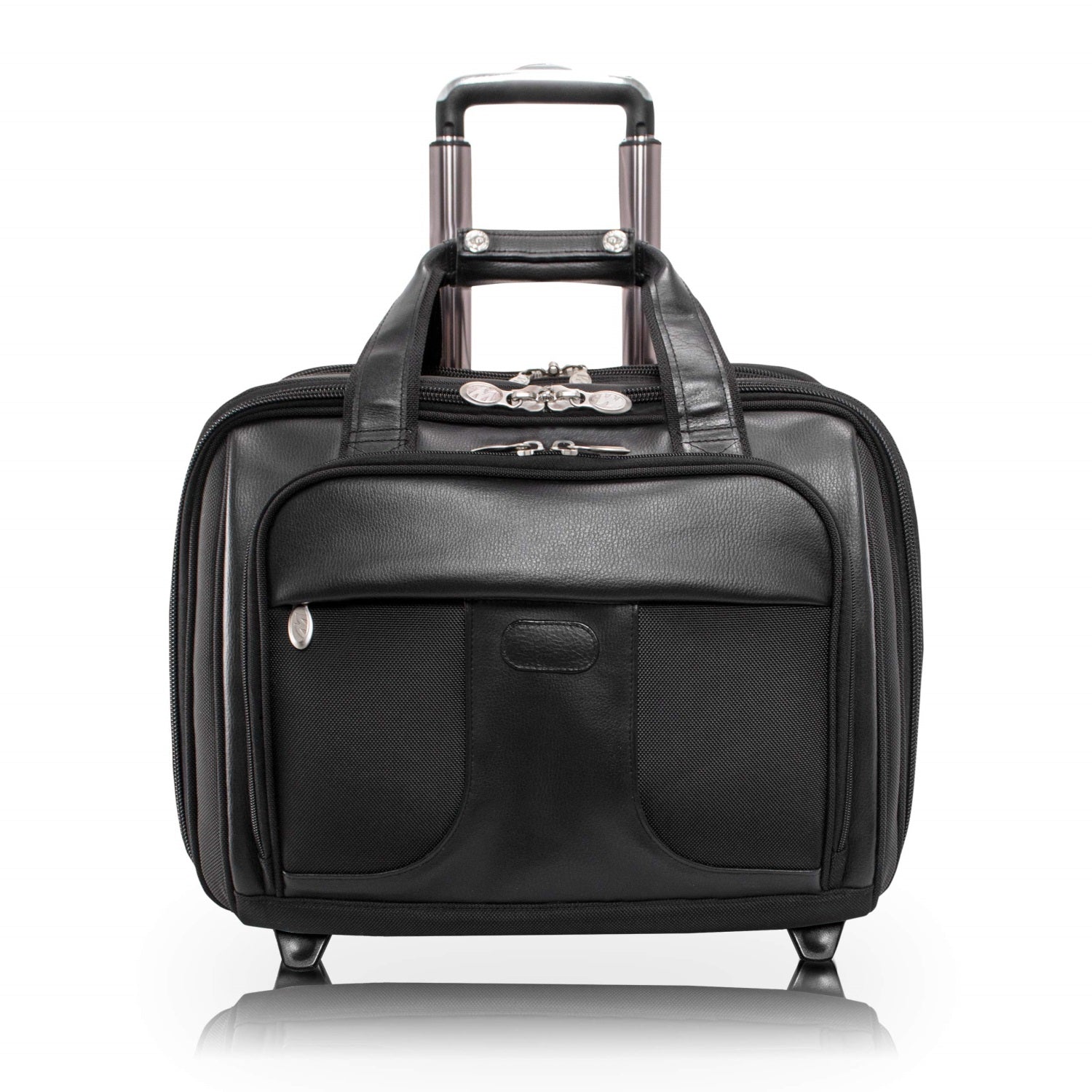 R Series | Chicago | 17 Nylon Patented Detachable -Wheeled Laptop Overnight With Removable Briefcase - Black
