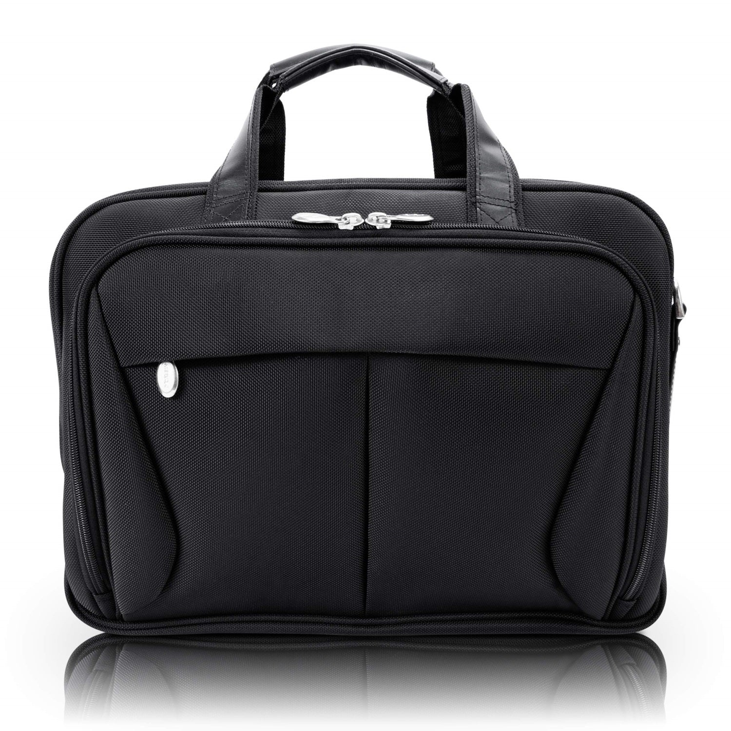 R Series | PEARSON | 17 Nylon Expandable Double Compartment Laptop Briefcase - Black