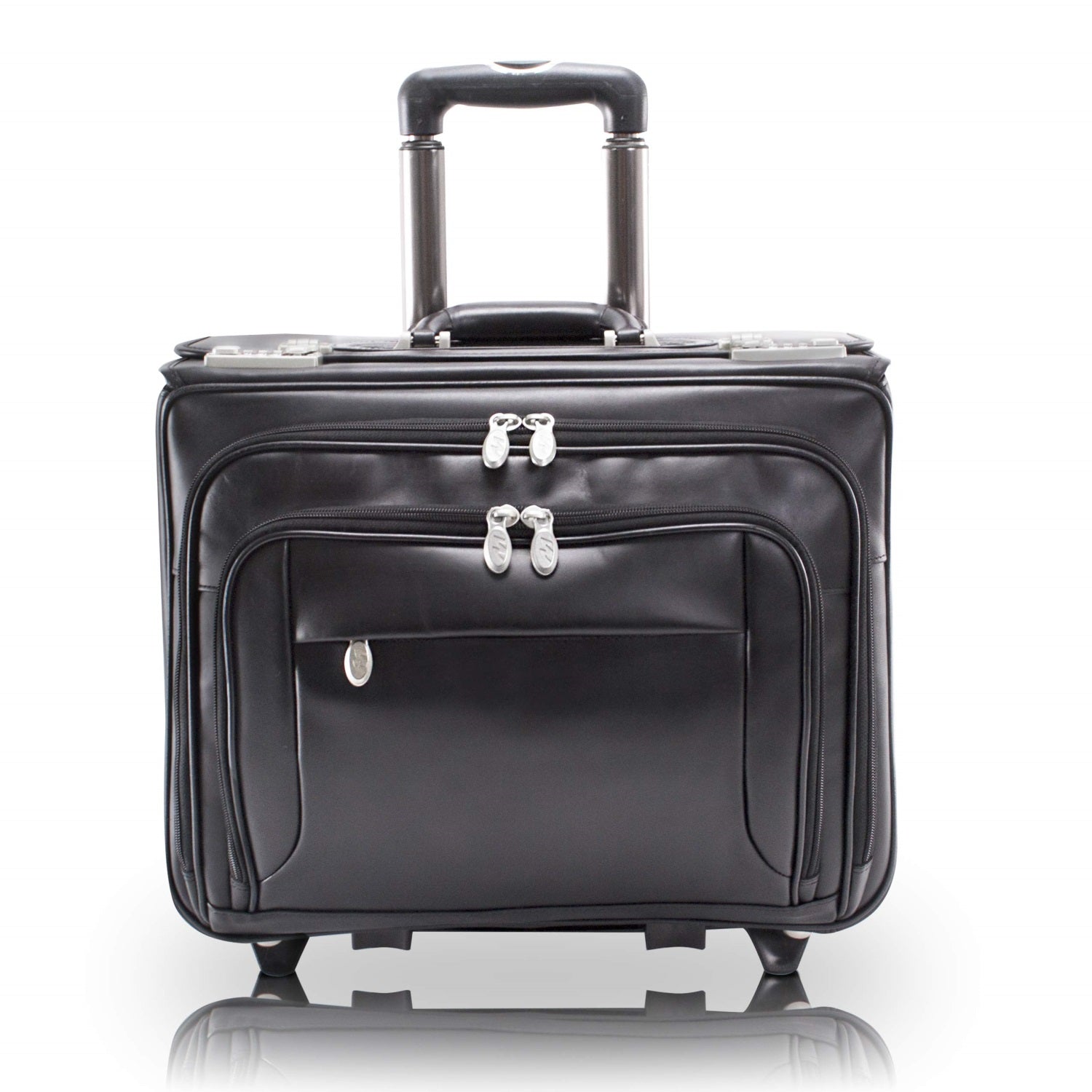 R Series | Sheridan | 17 Leather Patented Detachable -Wheeled Catalog Briefcase - Black