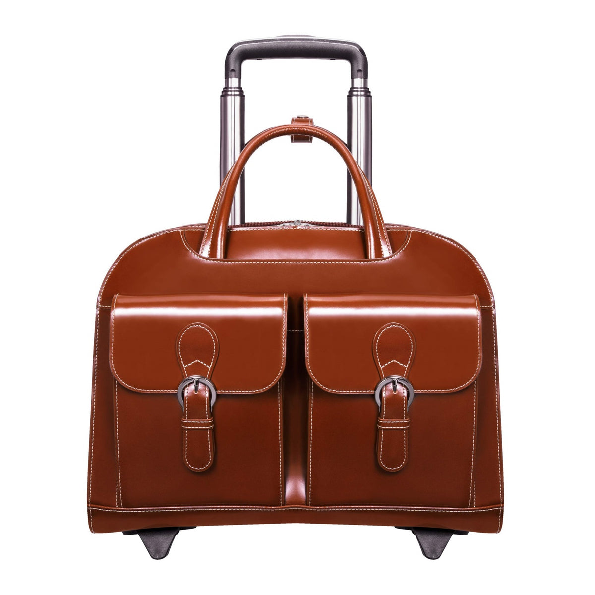 L Series | Davis | 15 Leather  Wheeled Ladies' Laptop Briefcase - Brown