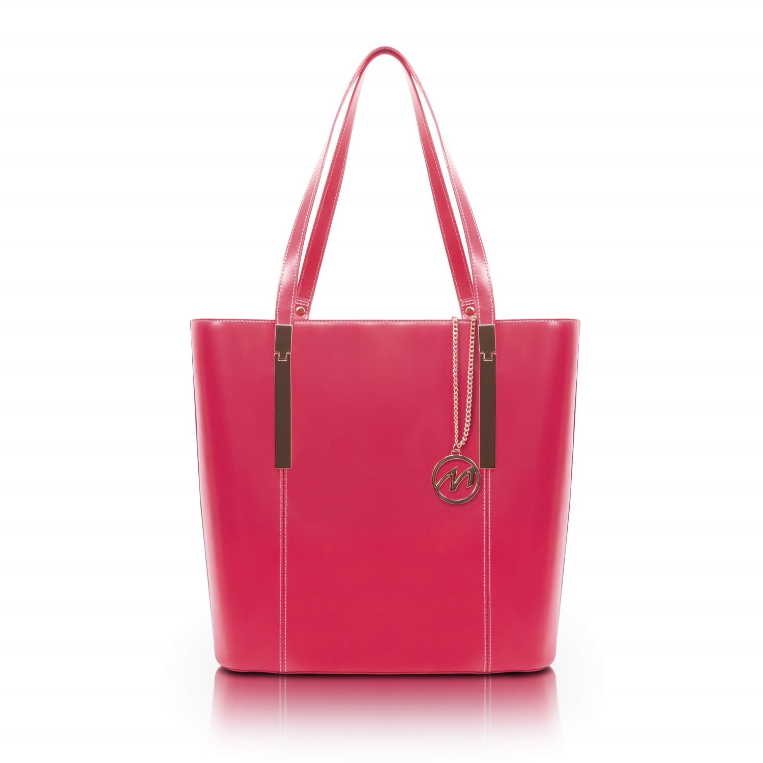 M Series | Cristina | Leather Ladies' Tote With Tablet Pocket - Fuchsia