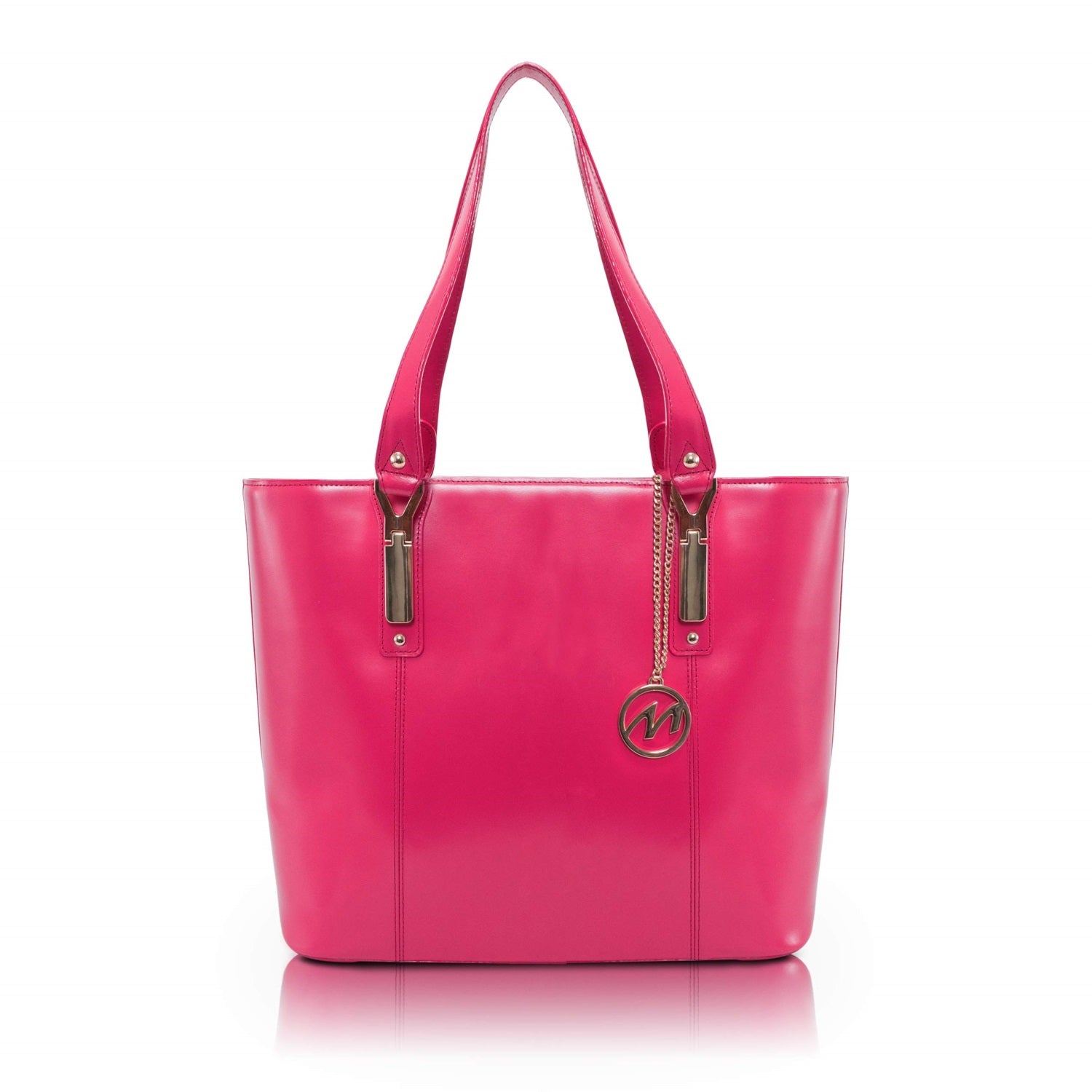 M Series | Savarna | Leather Ladies' Tote With Tablet Pocket - Fuchsia