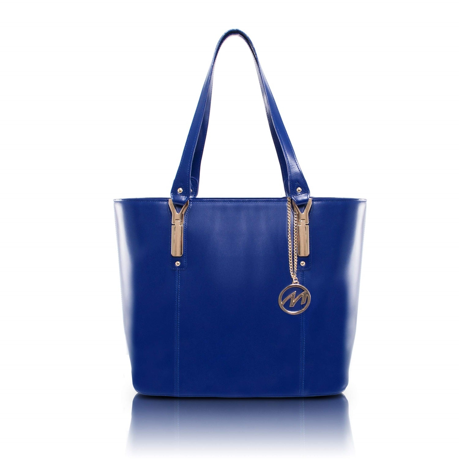 M Series | Savarna | Leather Ladies' Tote With Tablet Pocket - Navy