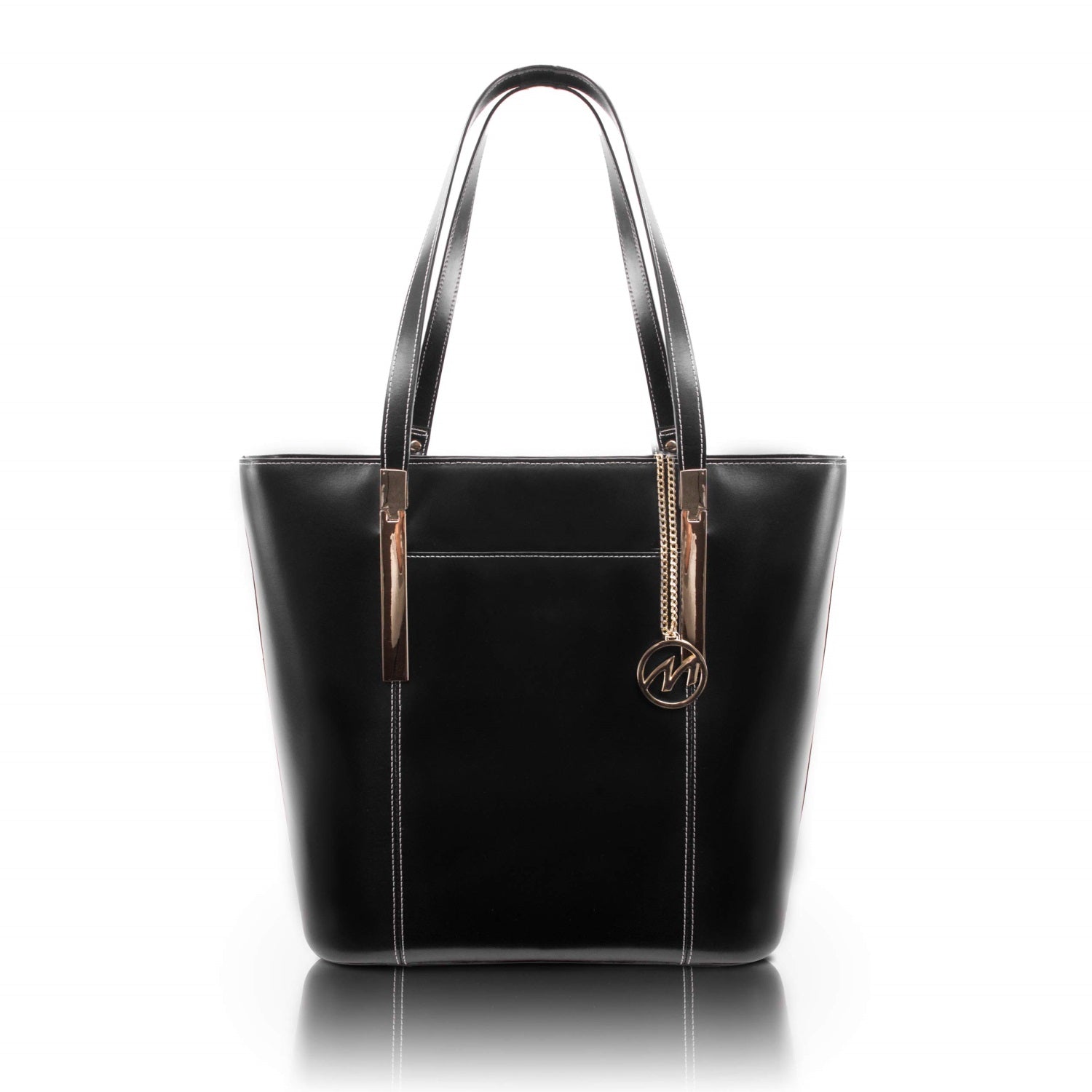 M Series | Deva | Leather Ladies' Tote With Tablet Pocket - Black