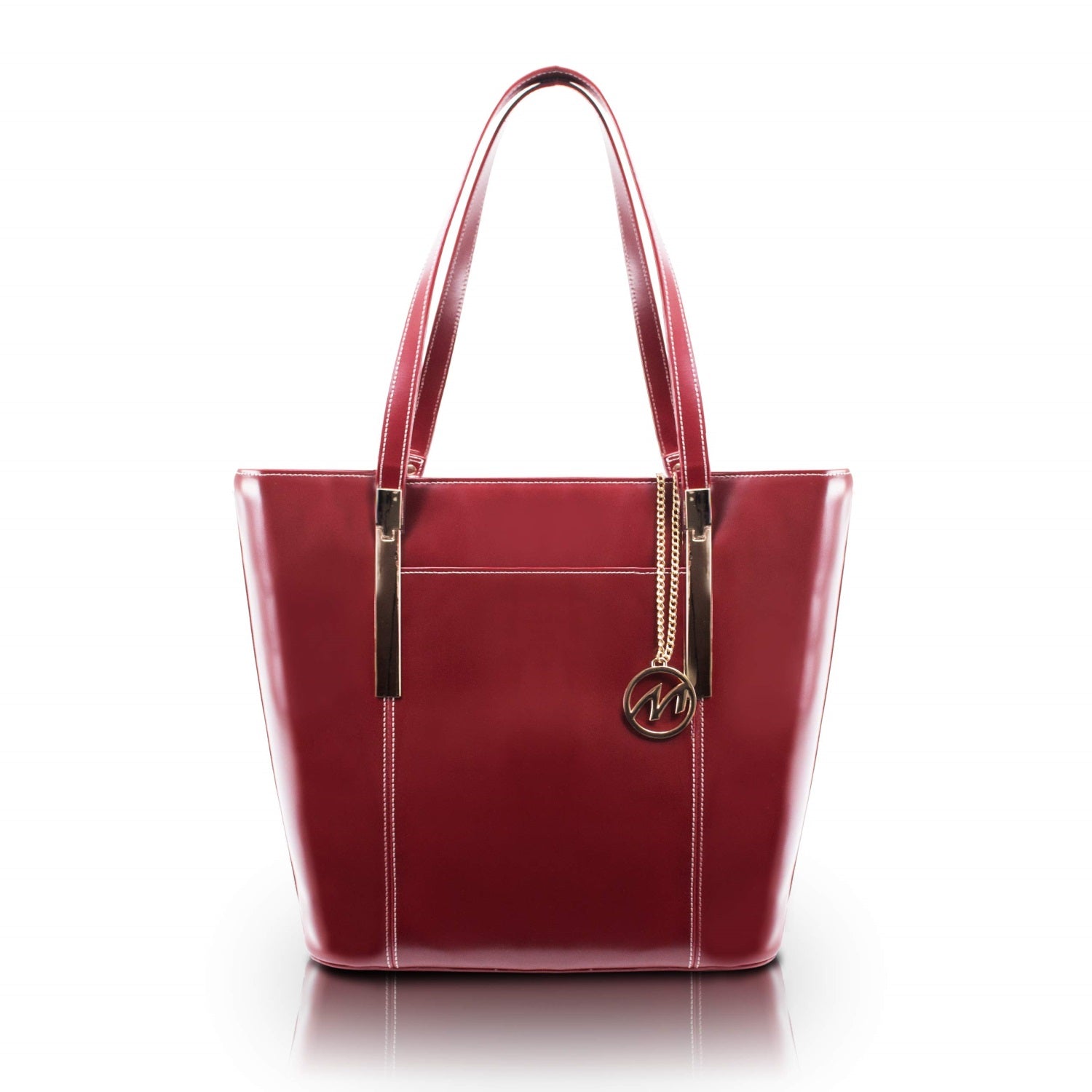 M Series | Deva | Leather Ladies' Tote With Tablet Pocket - Red