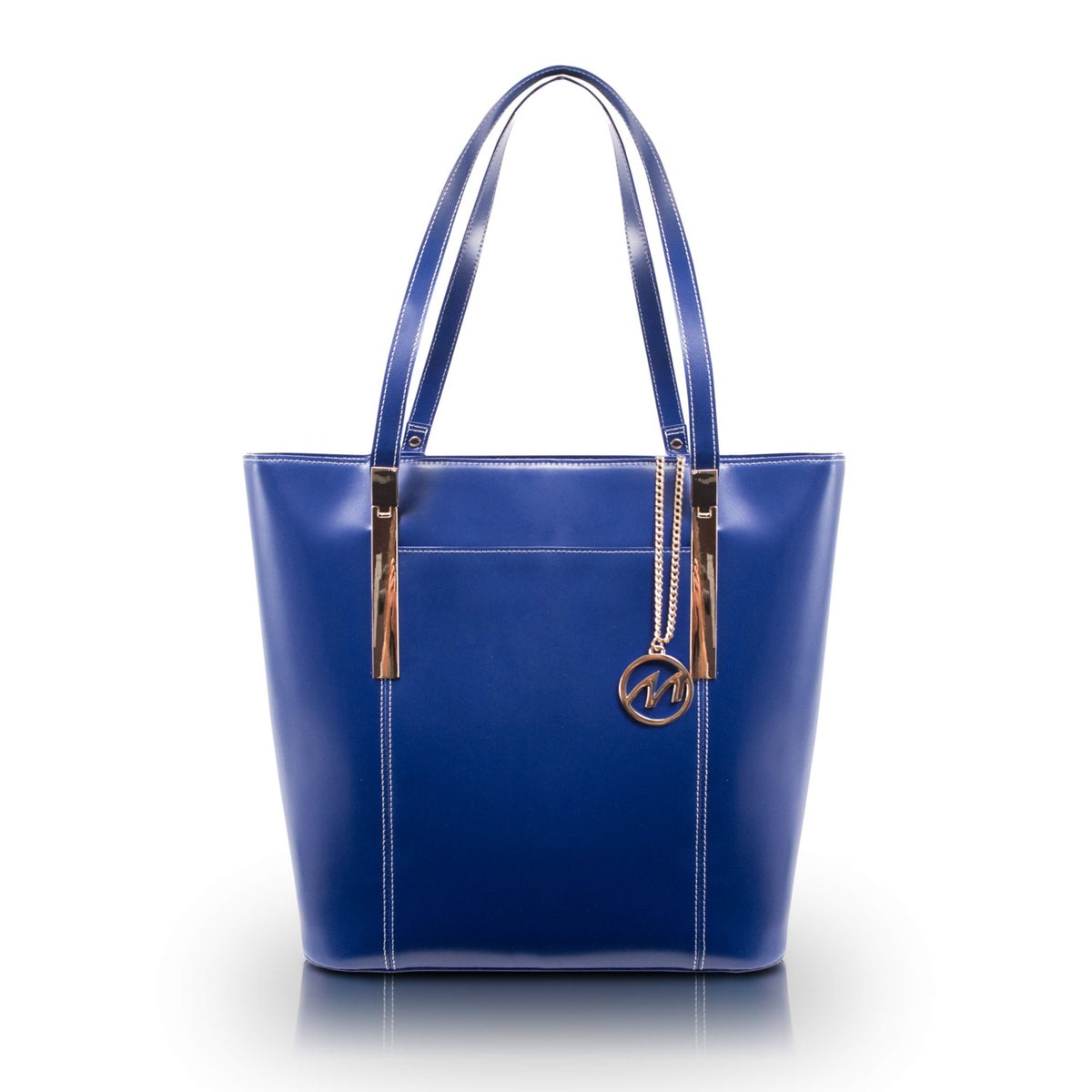 M Series | Deva | Leather Ladies' Tote With Tablet Pocket - Navy