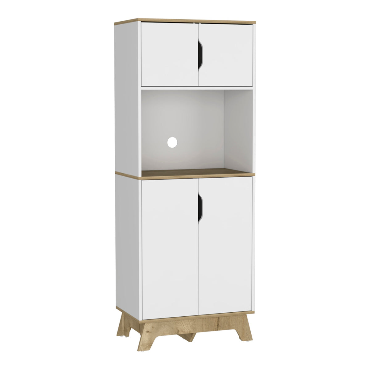 Pamplona Microwave Tall Cabinet  -Kitchen -Light Oak / White