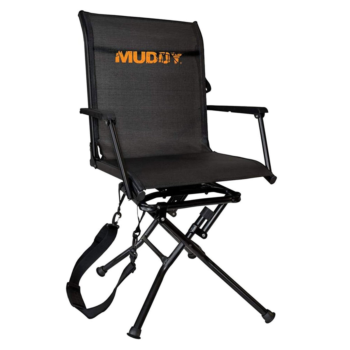 Muddy Mgs400 Flex Tek 360 Degree Swivel-Ease Portable Ground Camping And Hunting Seat With Wide Seat And Durable Steel Construction, Black
