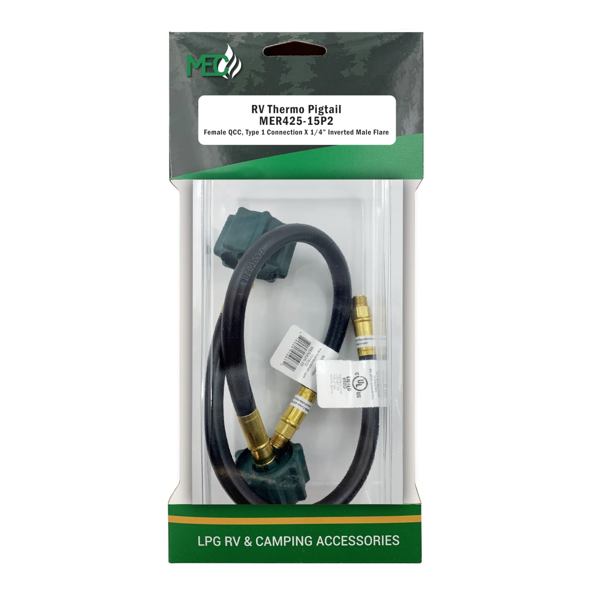 Marshall Excelsior Mer425-15P2 Thermo Pigtail, 1/4' Inverted Flare X Qcc - 15', Pack Of 2