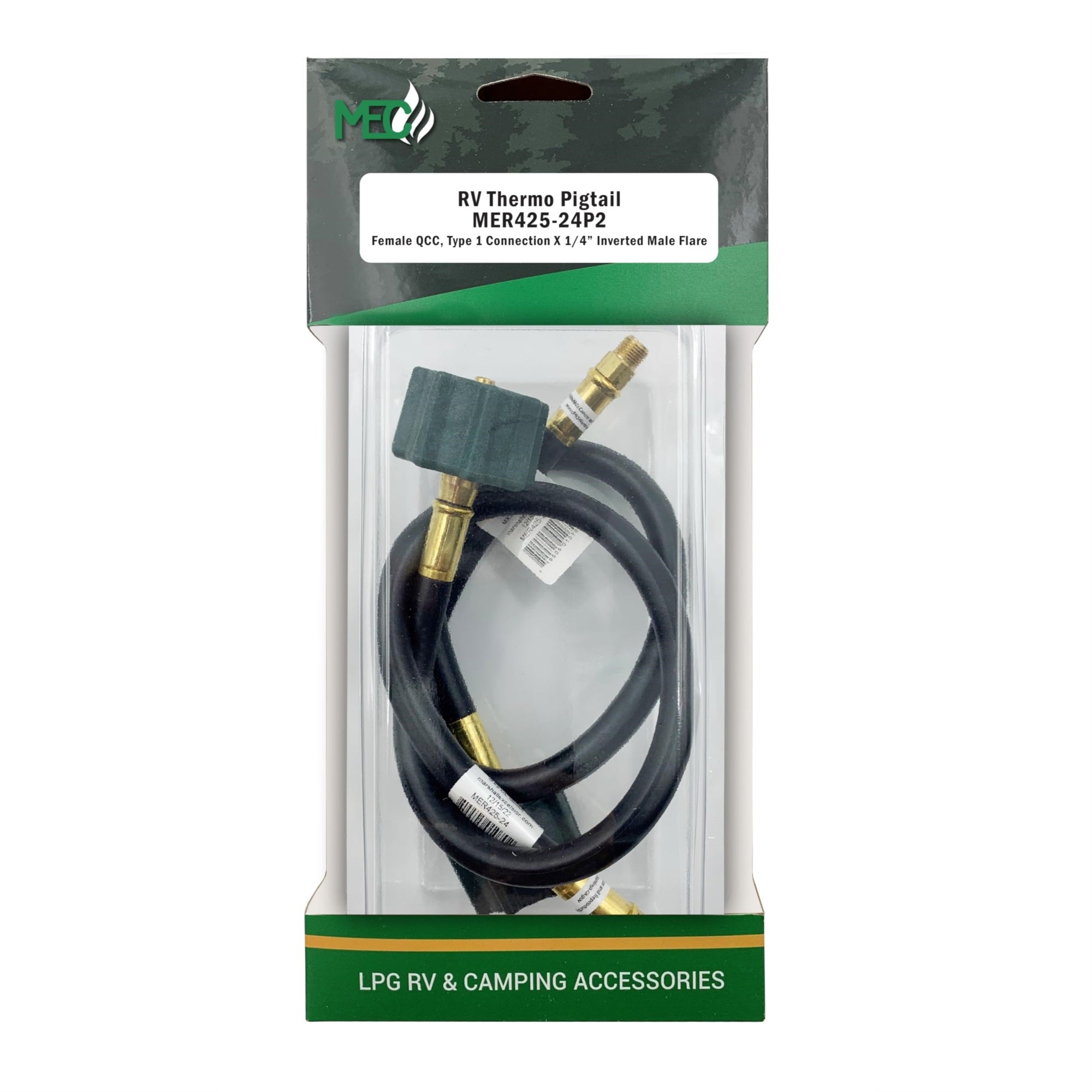Marshall Excelsior Mer425-24P2 Thermo Pigtail, 1/4' Inverted Flare X Qcc - 24', Pack Of 2