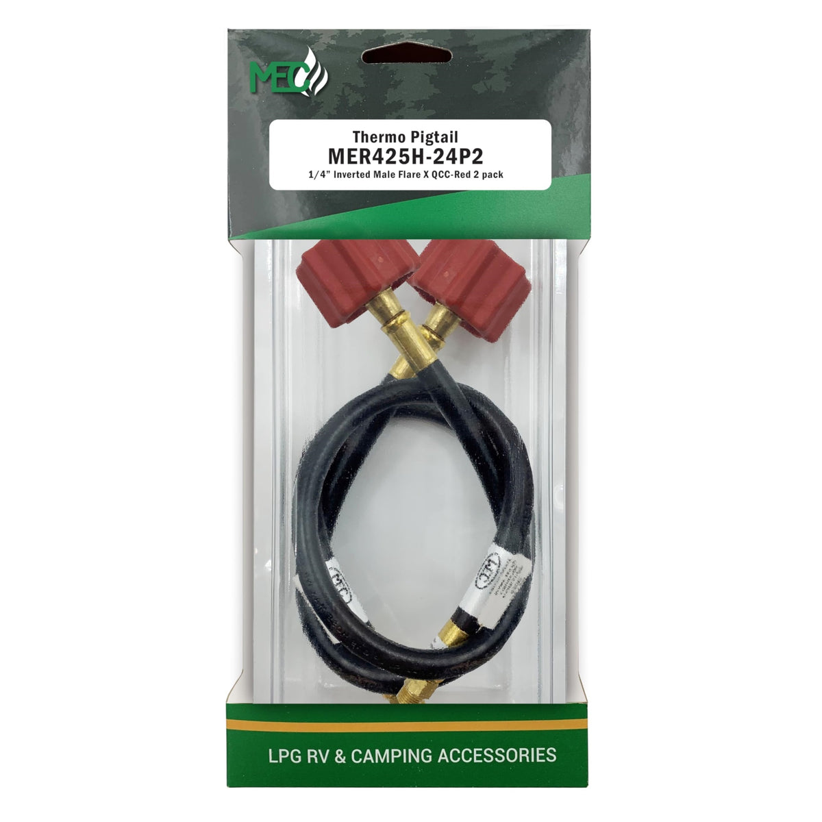Marshall Excelsior Mer425H-24P2 High Flow Thermo Pigtail, 1/4' Inverted Flare X Qcc - 24', Red, Pack Of 2