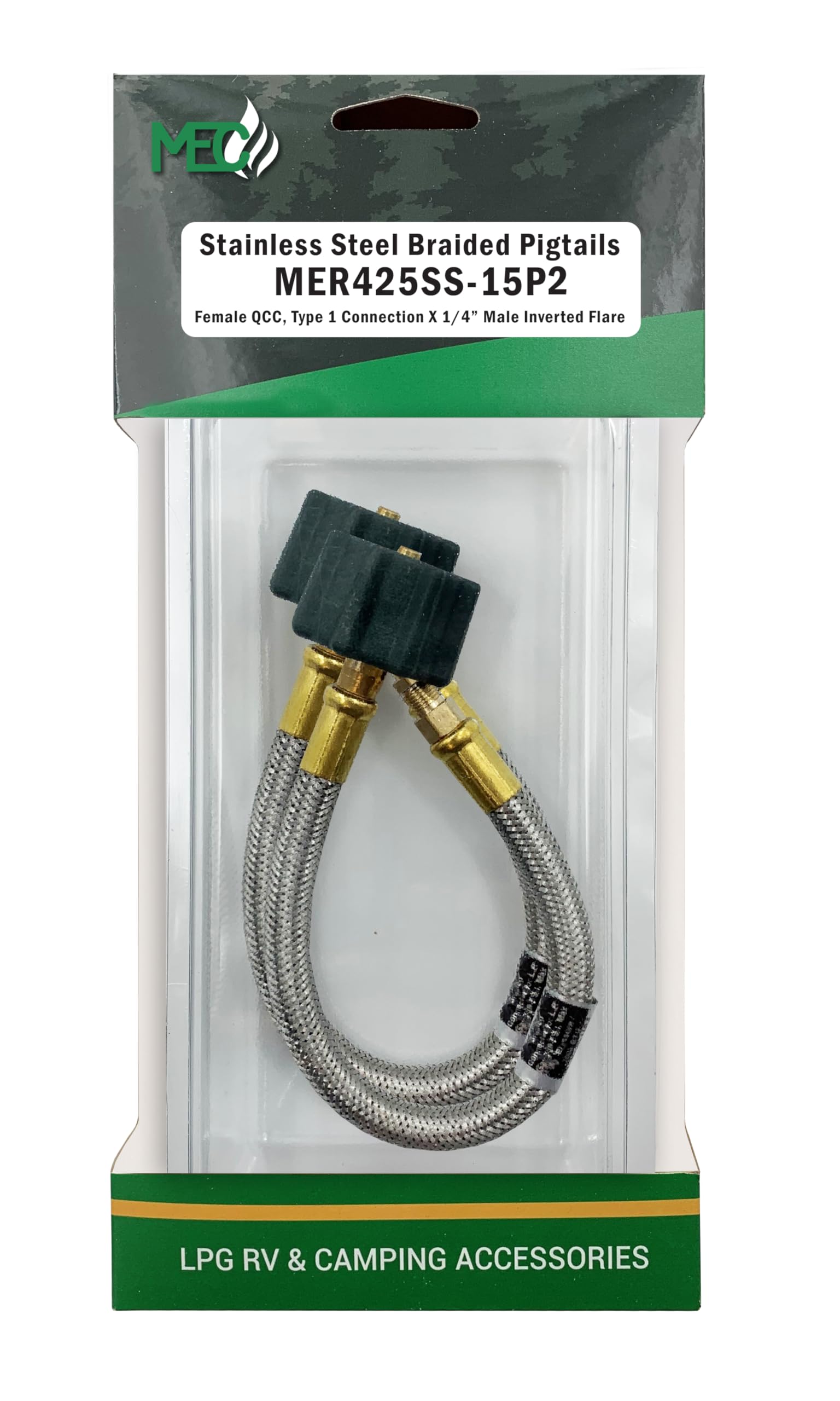 High Flow Thermo Pigtail 1/4Ininv Flare X Qcc Stainless Steel 15In Oal Pkgd (2Pk