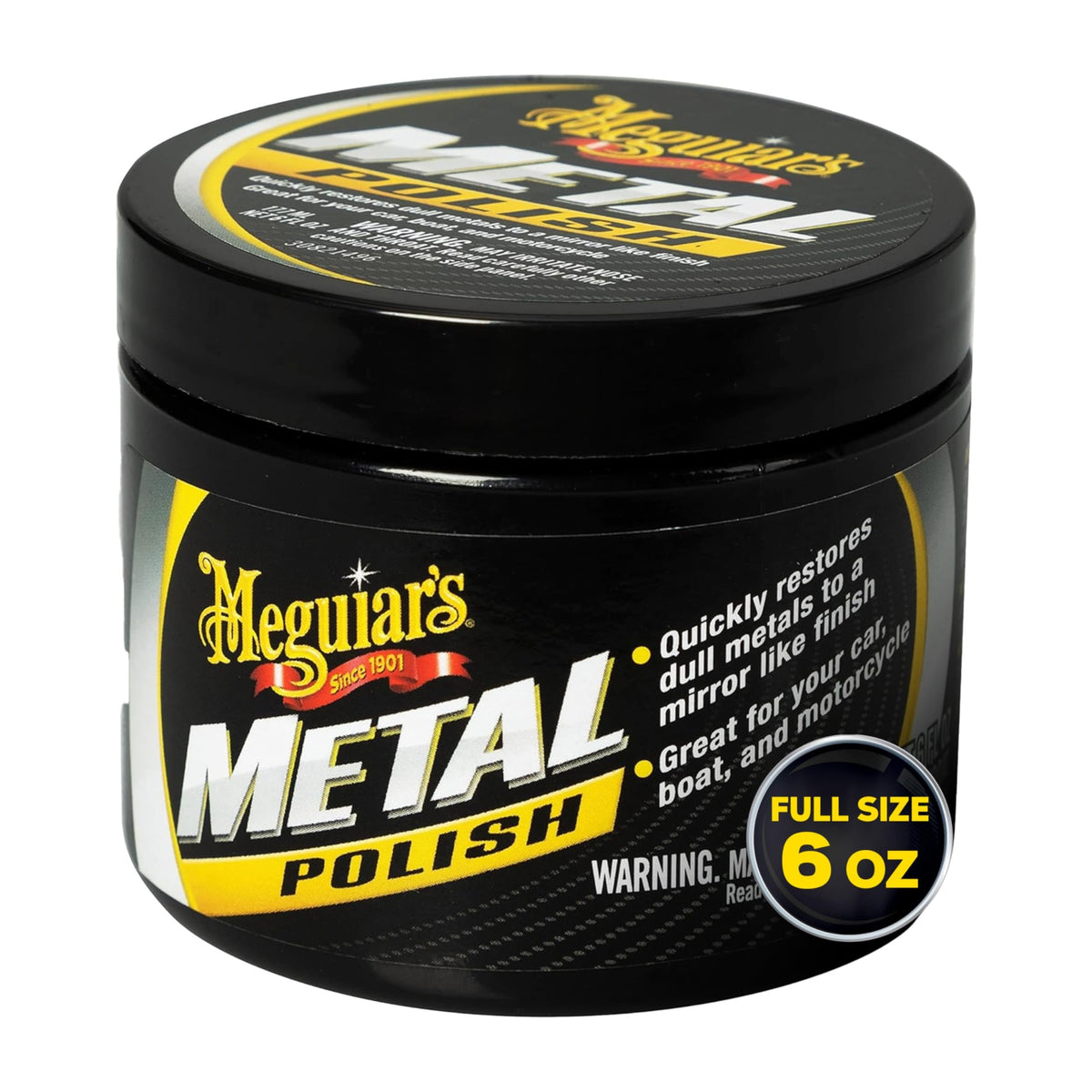 Meguiar'S Metal Polish - Brighten And Restore Your Car'S Chrome, Stainless Steel, And Polished Aluminum - For A Brilliant Shine On Bare Metal Wheels, Exhaust Tips, And More - 6 Oz