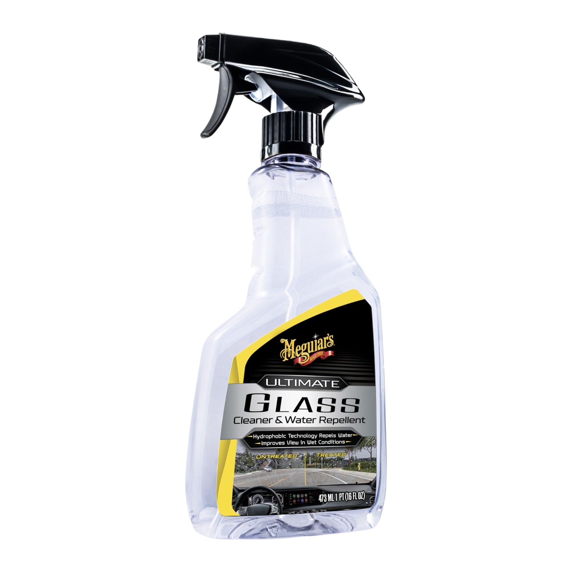 Meguiar'S Ultimate Glass Cleaner & Water Repellent - Premium Glass And Window Cleaner For Quick Cleaning With Hydrophobic Technology That Acts As A Rain Repellent Improving Visibility In Rain - 16Oz