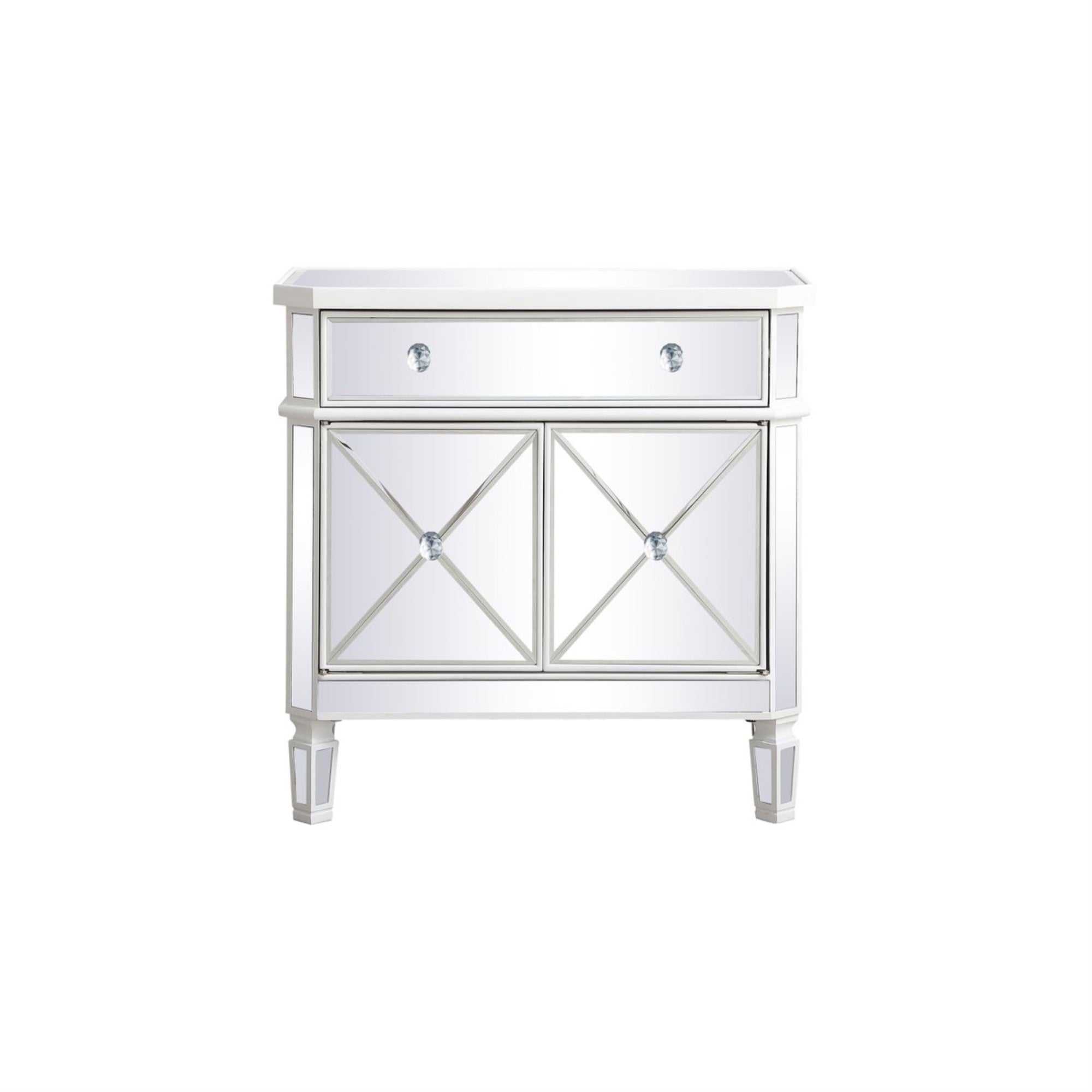 32 Inch Mirrored Cabinet In Antique White