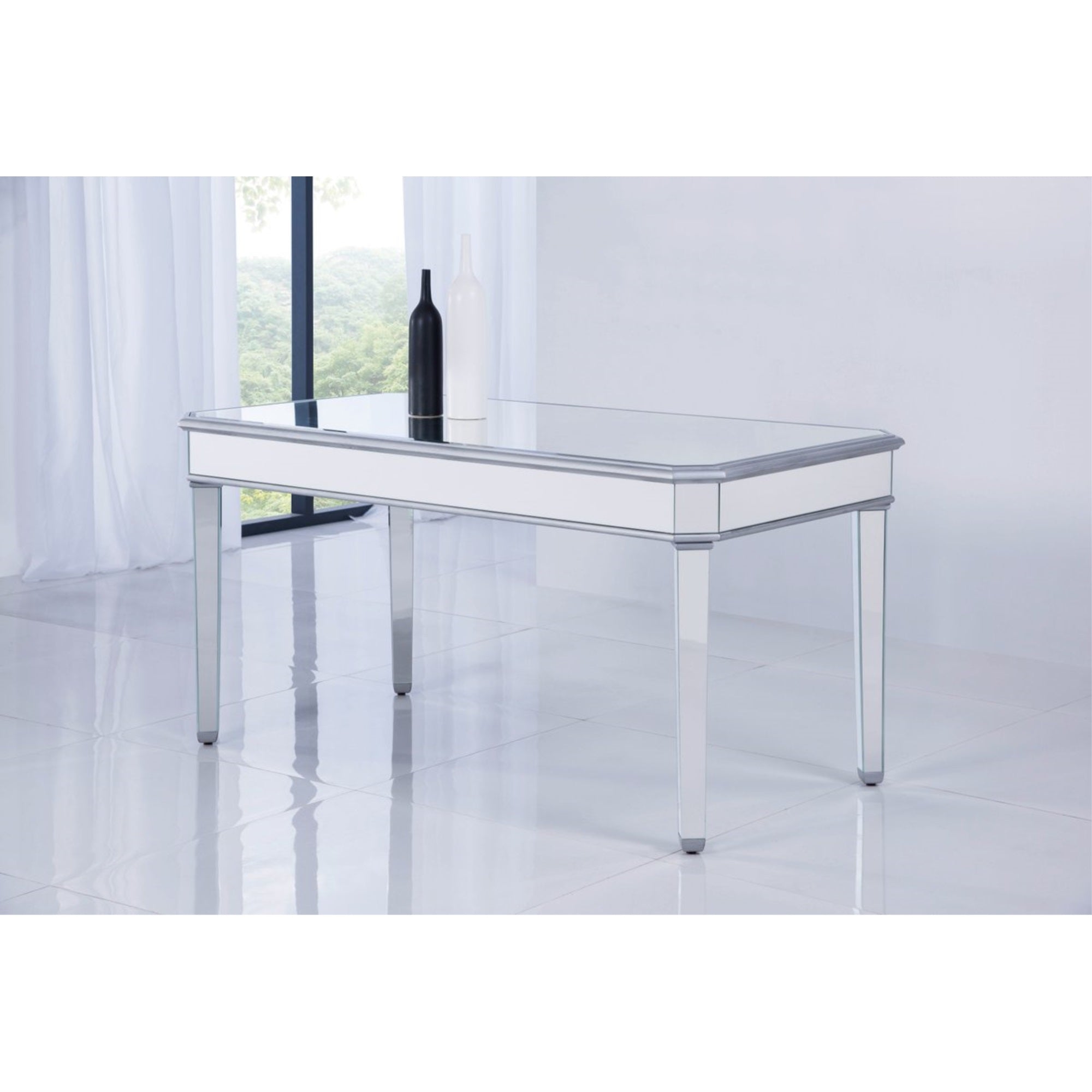 Rectangle Dining Table 60 In. X 32 In. X 30 In. In Silver Paint