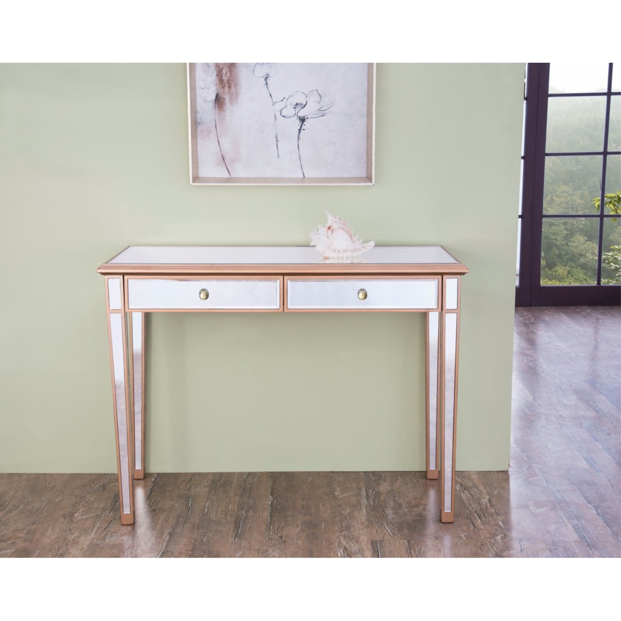2 Drawers Dressing Table 42 In. X 18 In. X 31 In. In Gold Paint