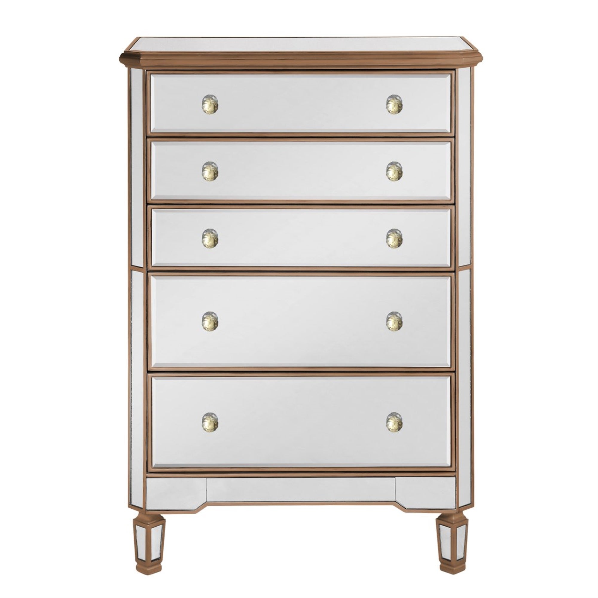 5 Drawer Cabinet 33 In. X 16 In. X 49 In. In Gold Paint