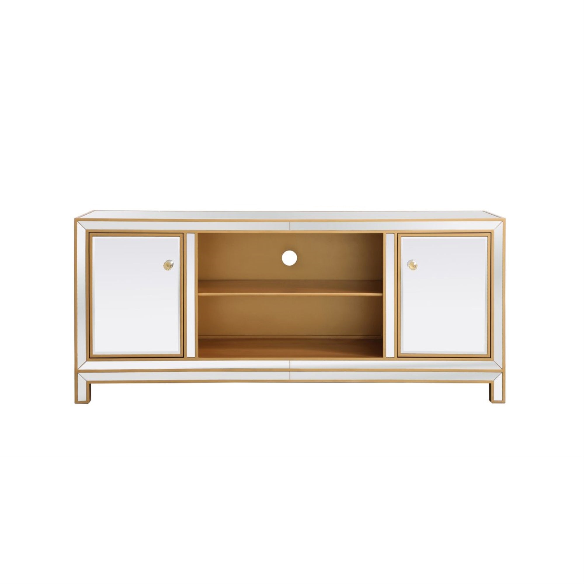 Reflexion 60 In. Mirrored Tv Stand In Gold