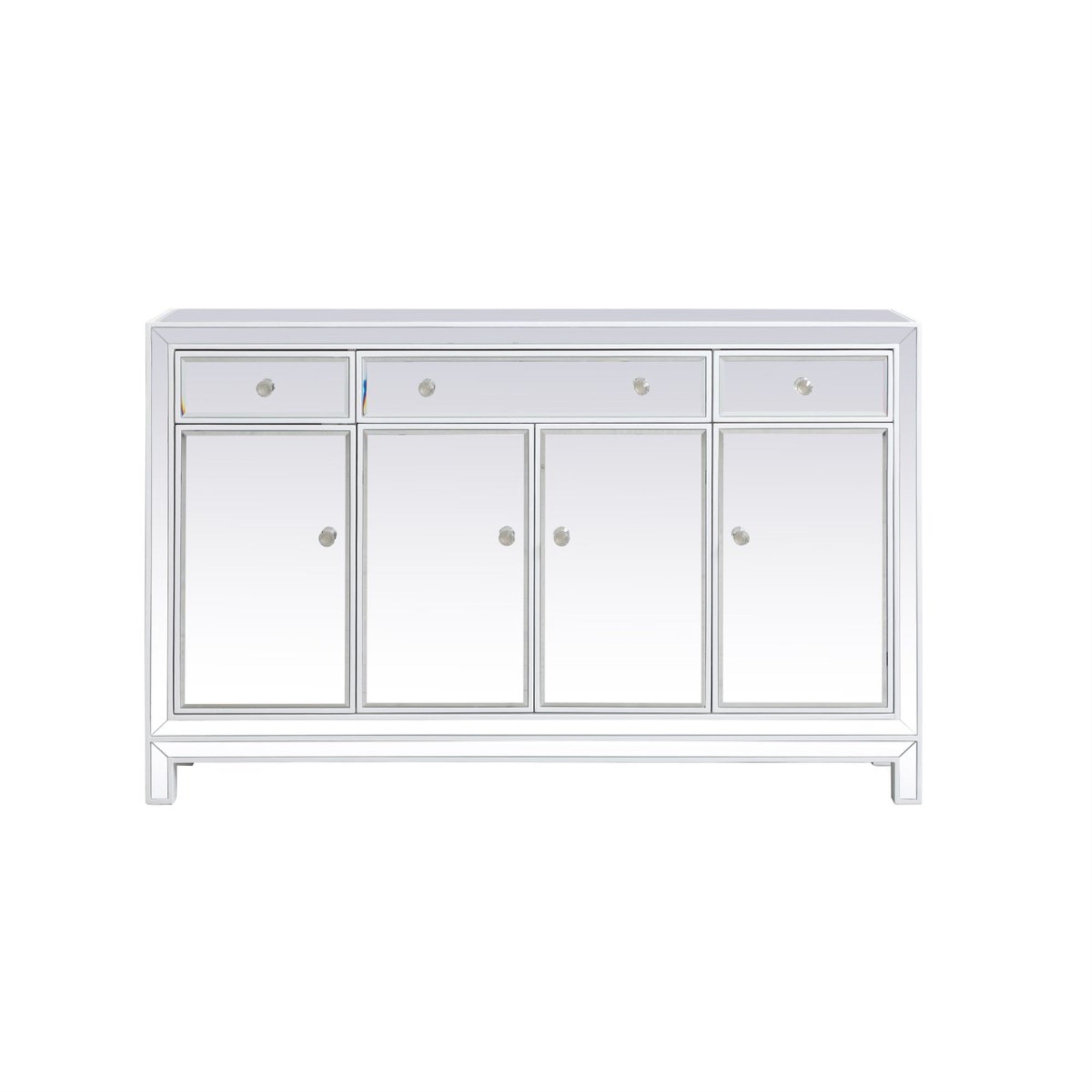 56 Inch Mirrored Credenza In White