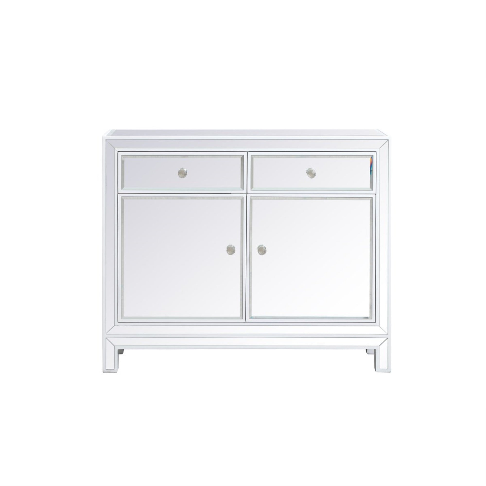 38 Inch Mirrored Nightstand In White