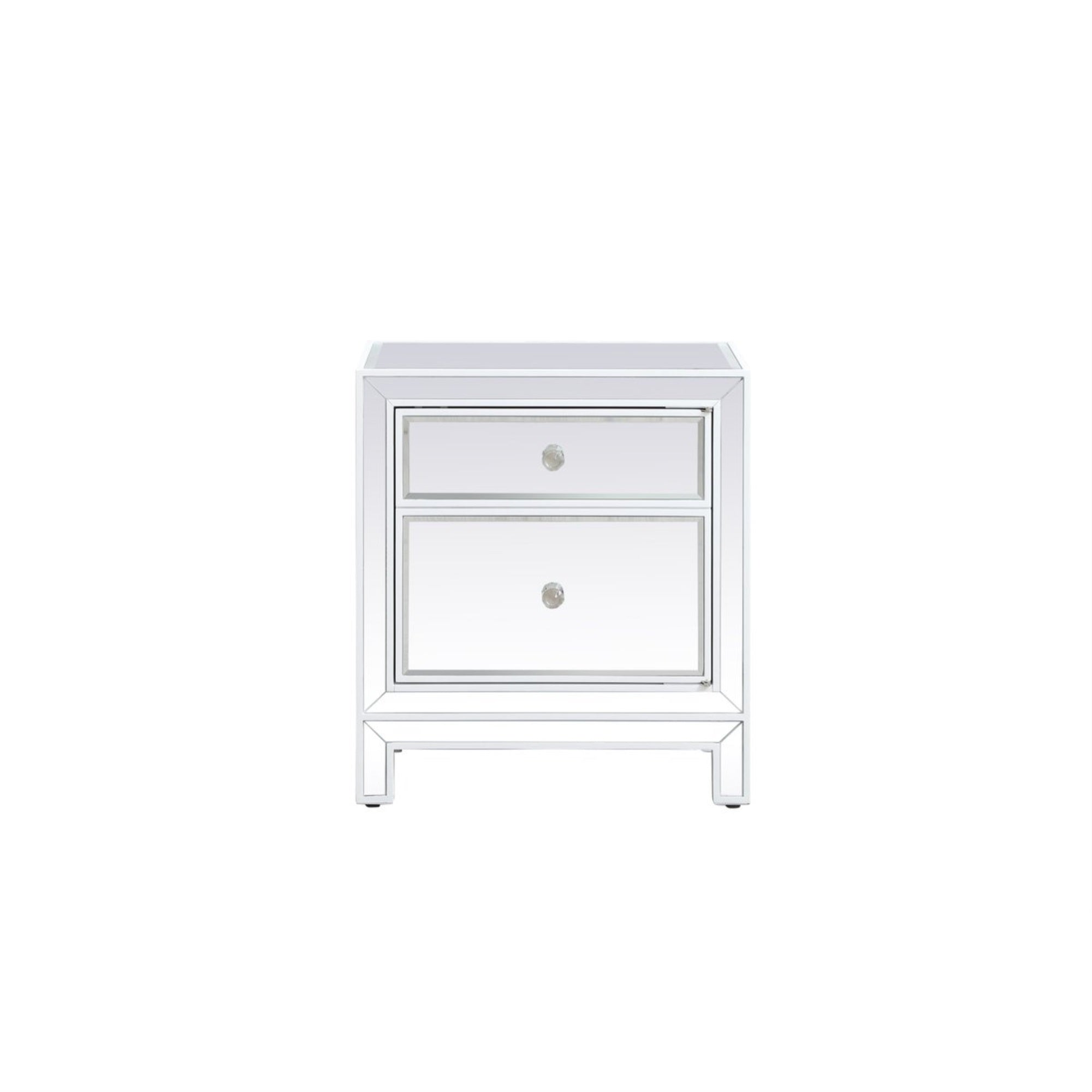 21 Inch Mirrored End Table In White