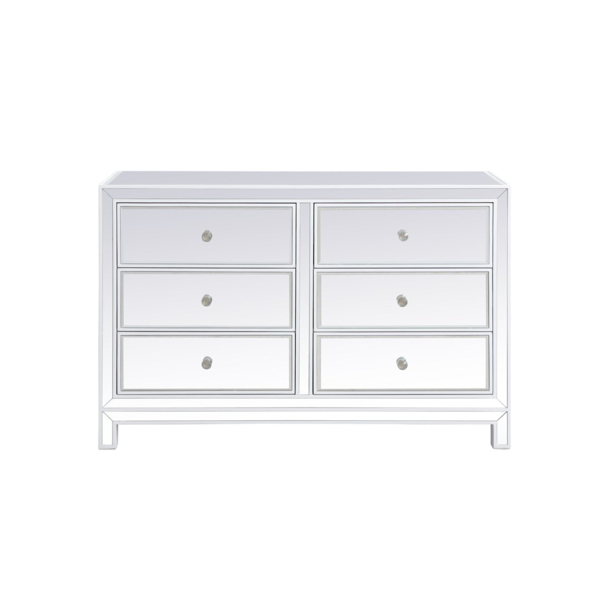 48 Inch Mirrored Six Drawer Cabinet In White