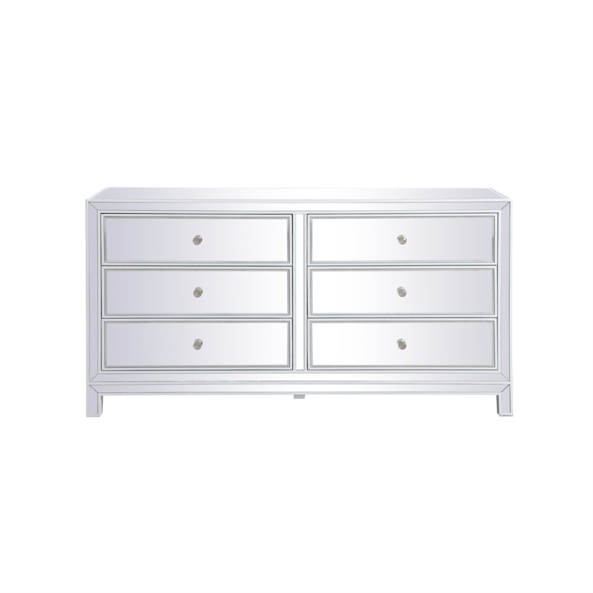 60 Inch Mirrored Six Drawer Cabinet In White