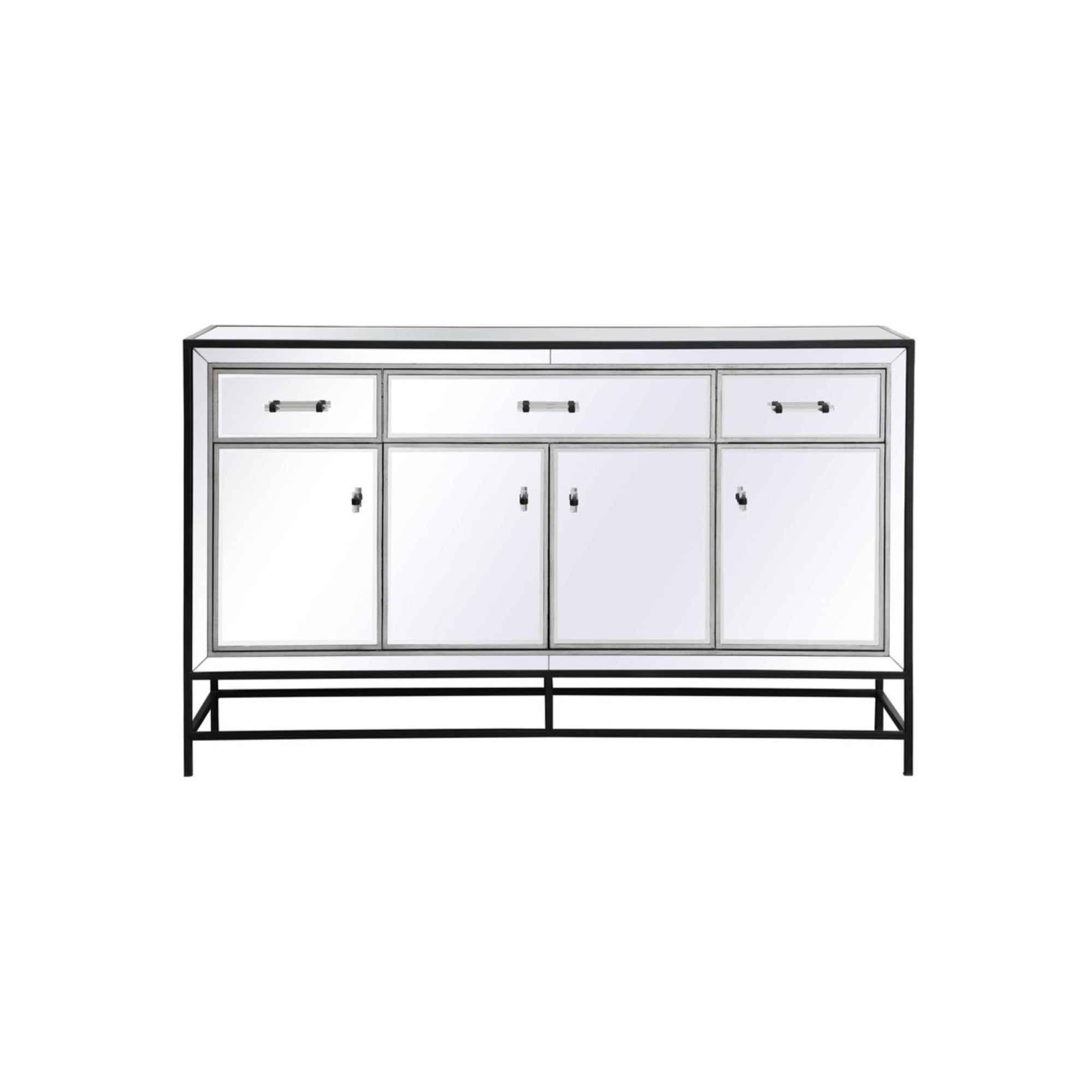 James 60 In. Mirrored Credenza In Black